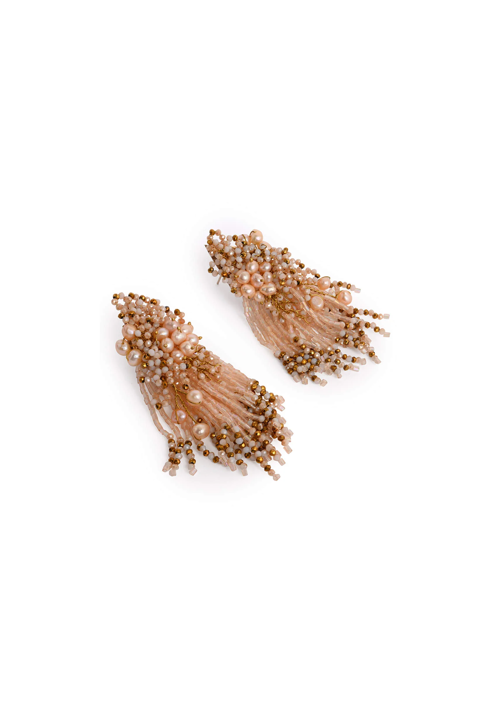 Fresh Water Pearl Floral Long Earrings - Image 3