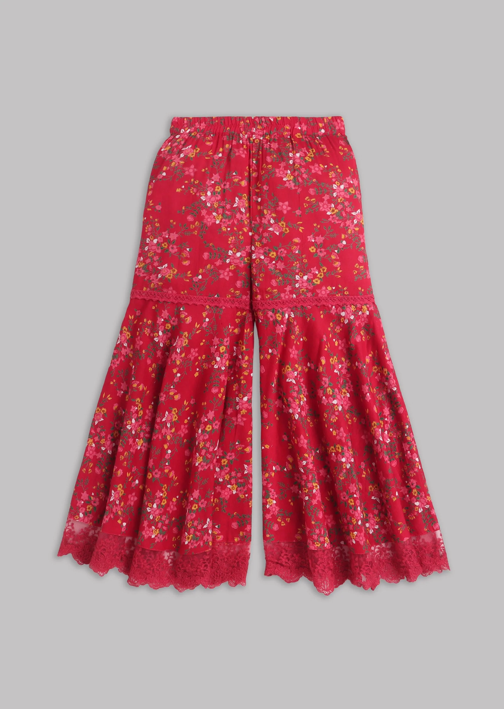 Girls Red And Yellow Salwar Kameez With Dupatta - Image 5