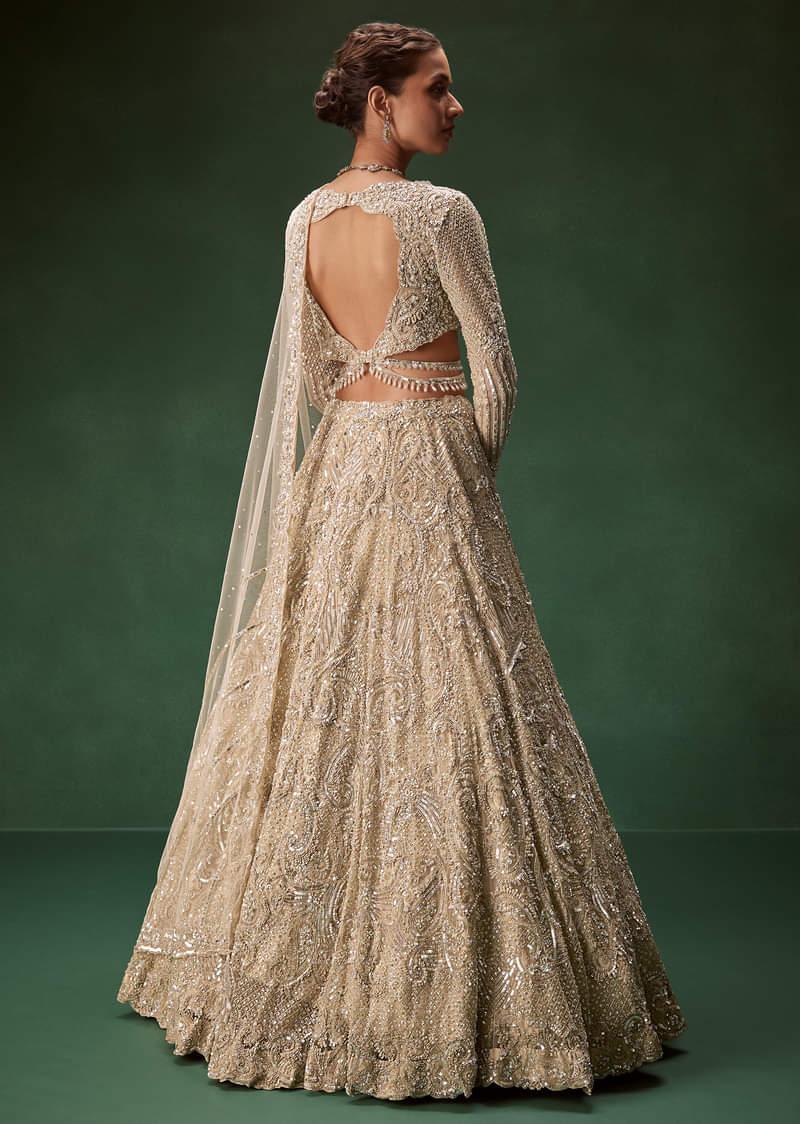 Gold Bridal Lehenga With Heavy Zari And Sequin Detailing - Image 2