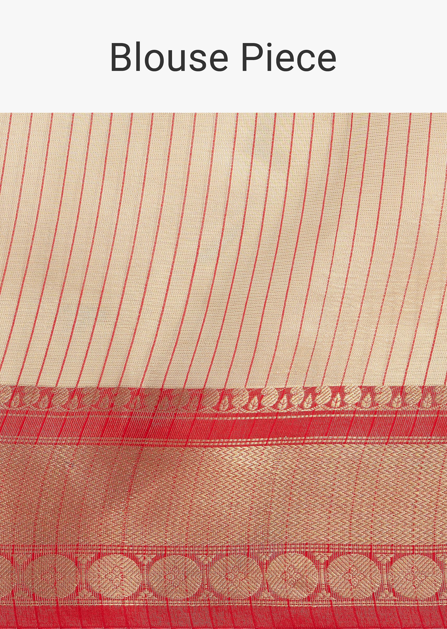 Gold Chanderi Kota Silk Woven Saree With Mirror Work And Unstitched Blouse Piece - Image 10