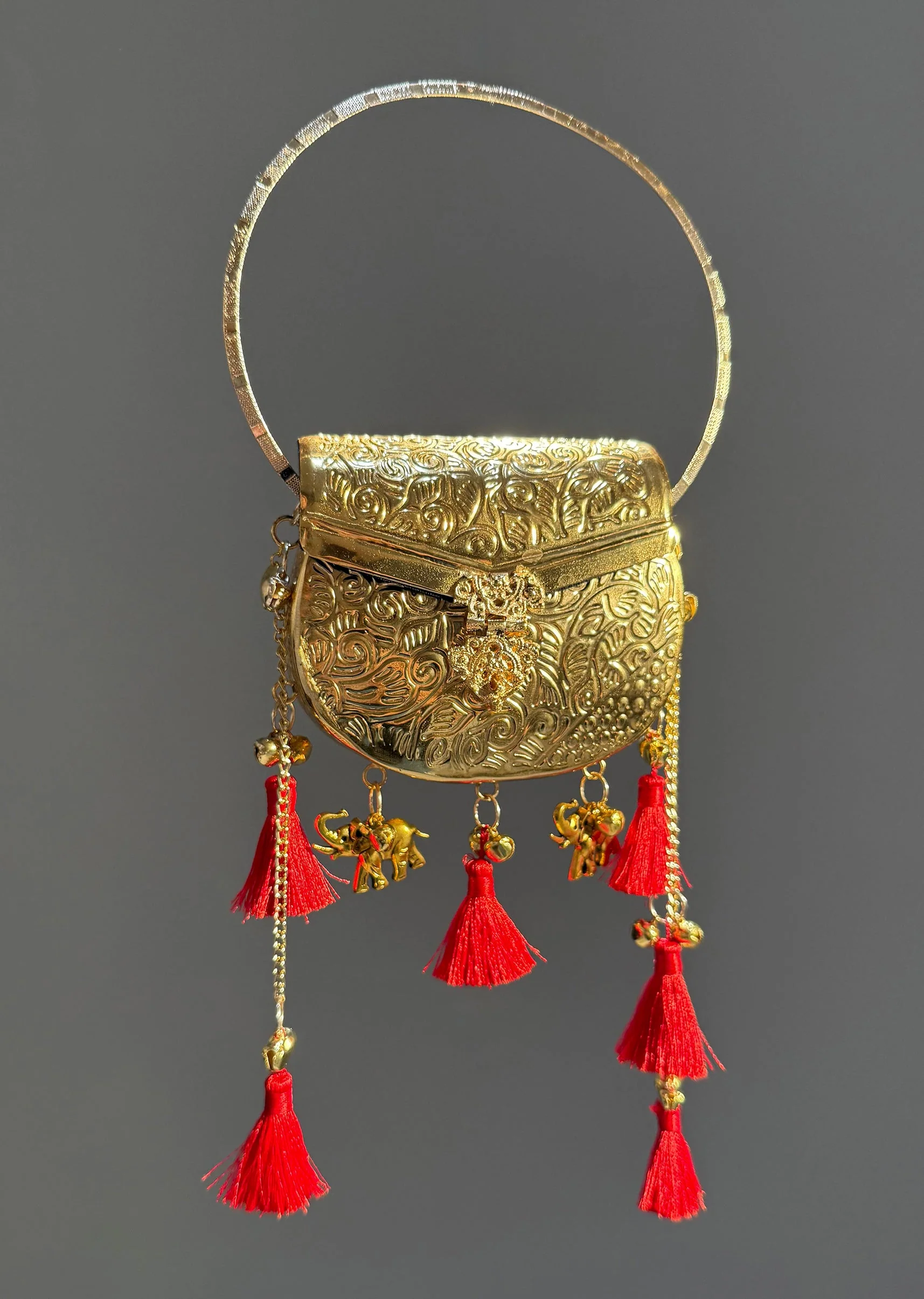 Gold Elephant Motif Potli Bag - Image 2