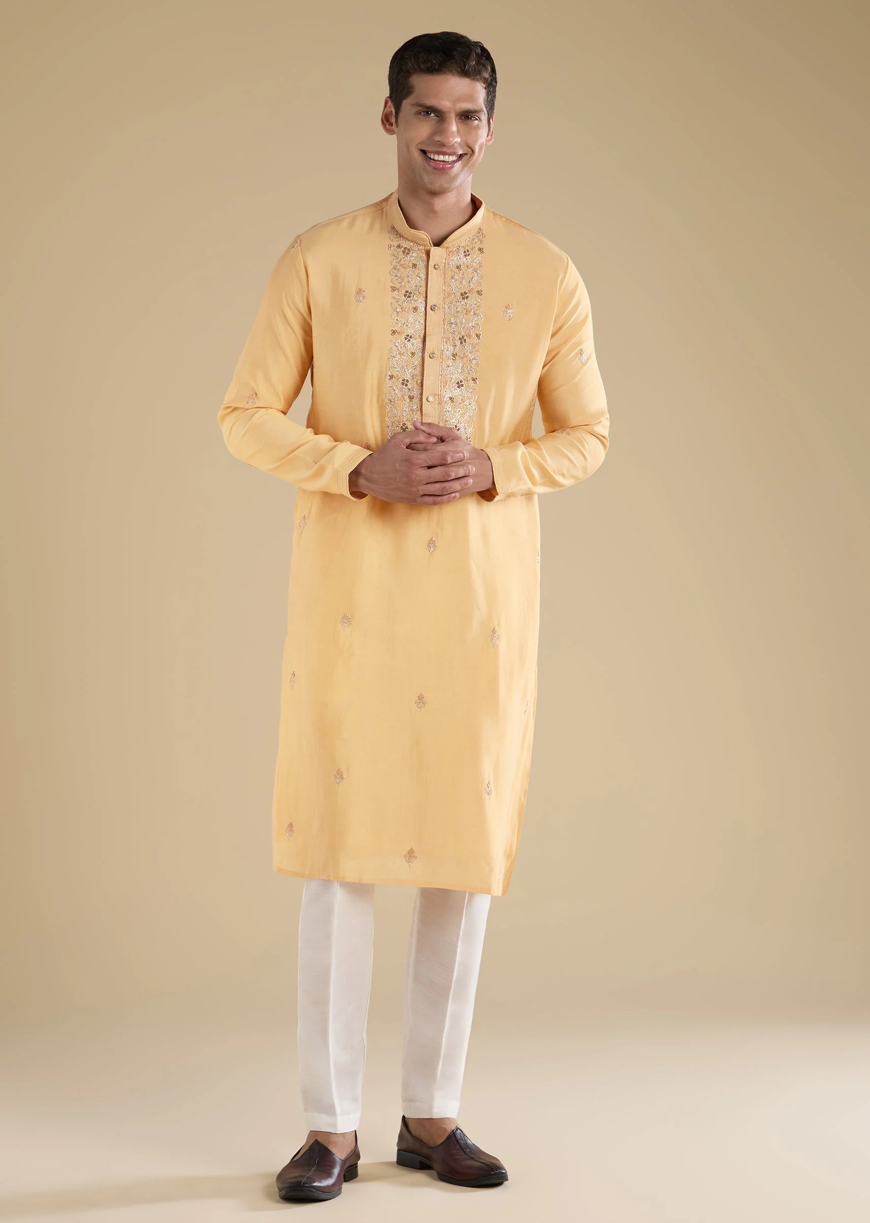 Gold Embellished Kurta Set With Pants - Image 2