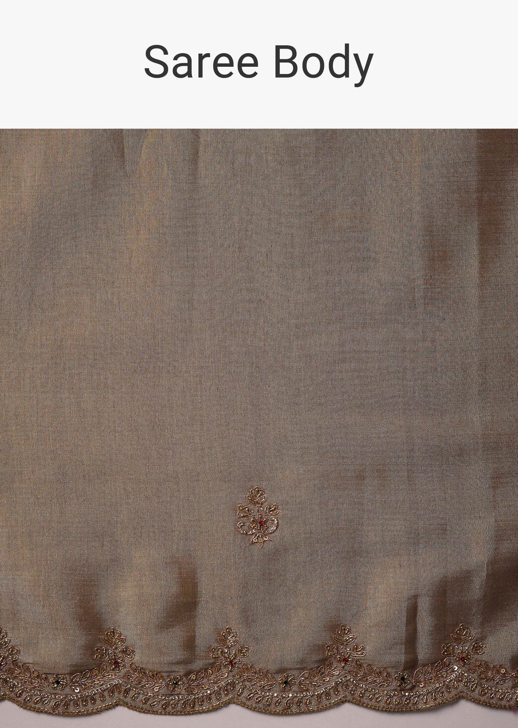 Gold Embroidered Tissue Silk Saree with Unstitched Blouse - Image 9
