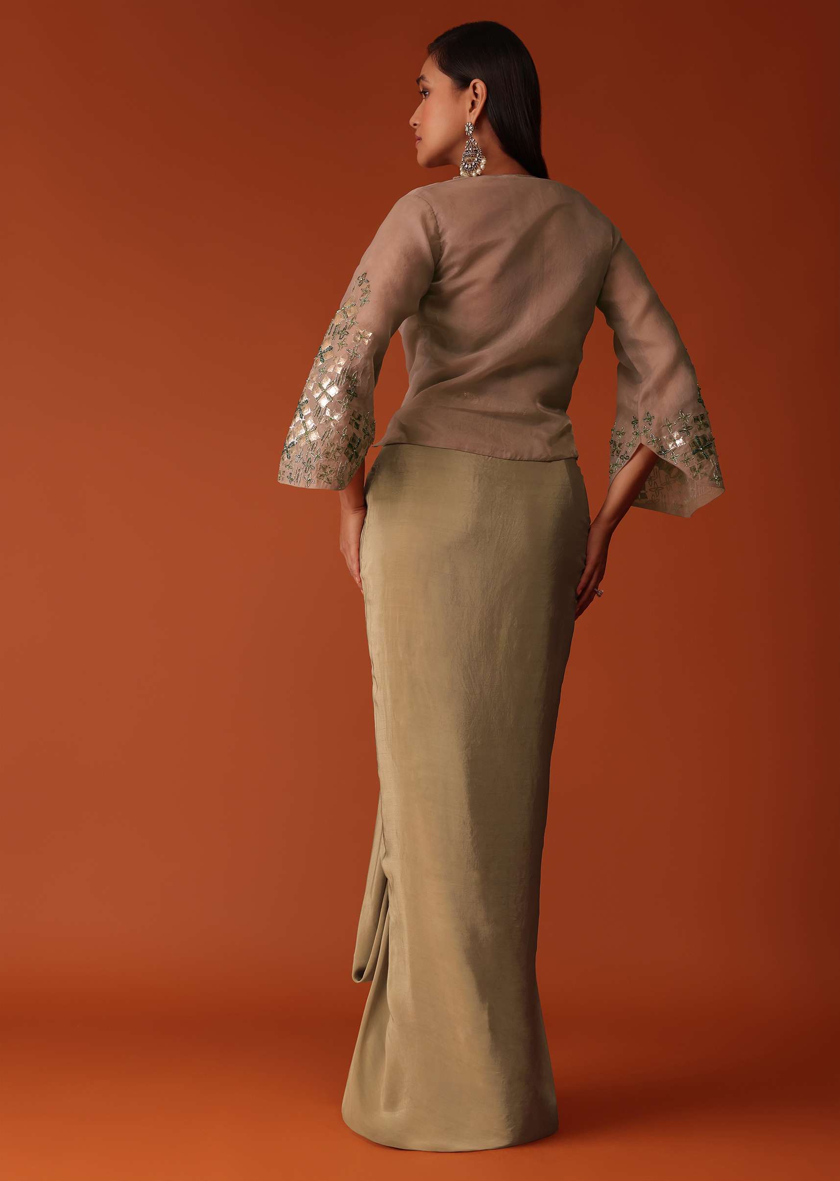 Gold Festive Dhoti Suit Set In Crepe With Foil Embroidery - Image 2