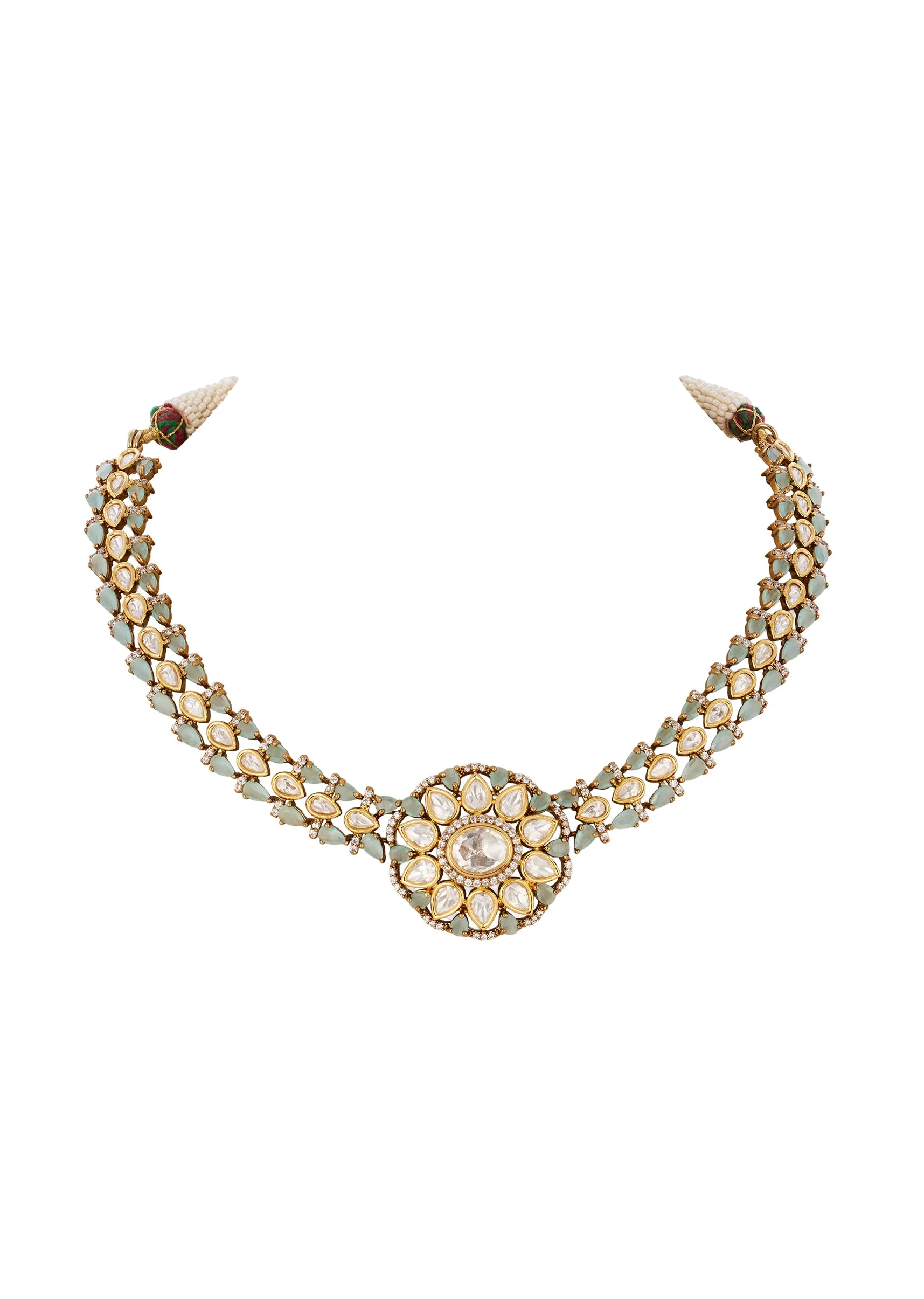 Gold Finish Jewellery Set in Semi Precious Stones - Image 3