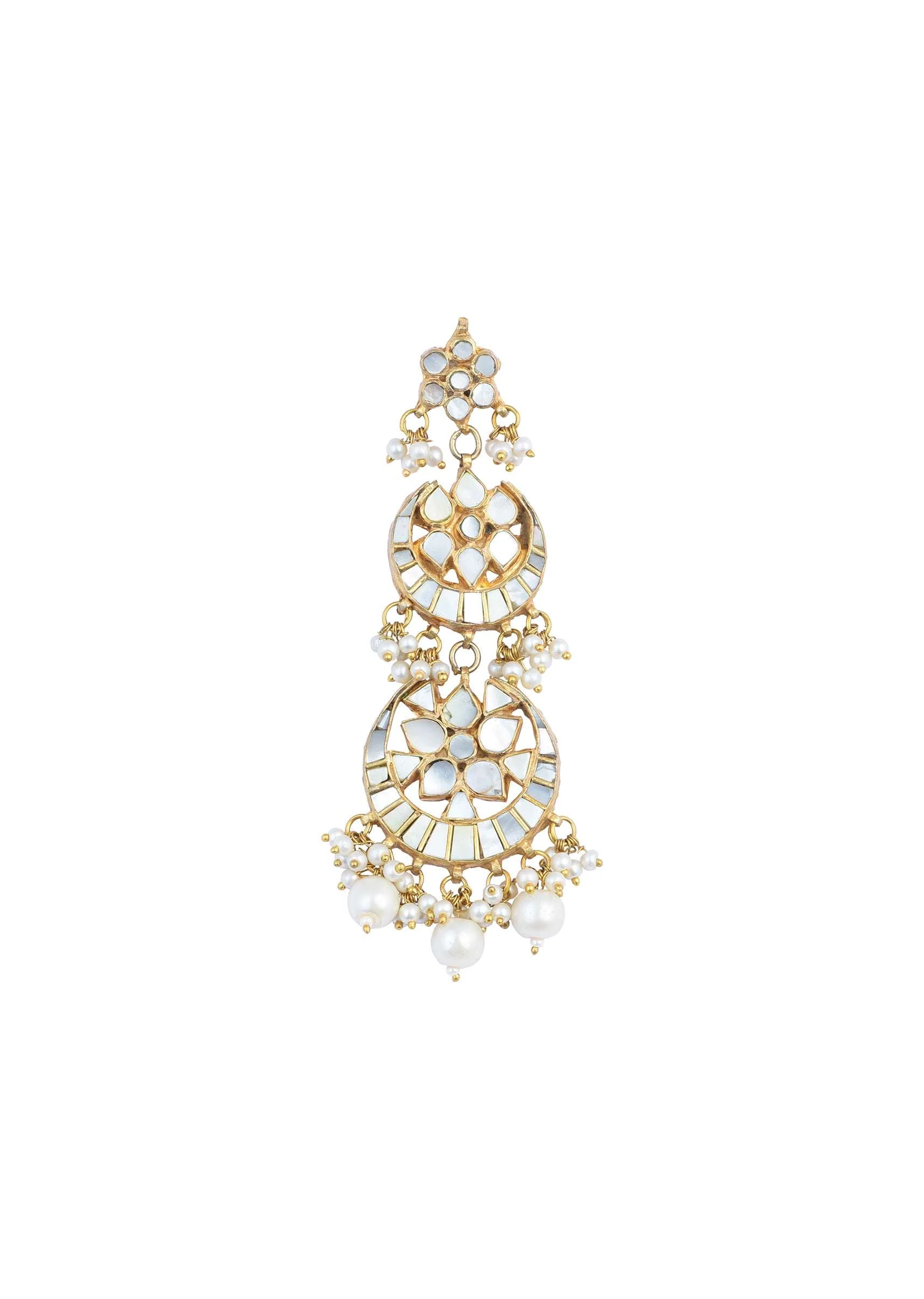Gold Finish Kundan Polki Bridal Choker Set With Pearls - Image 9