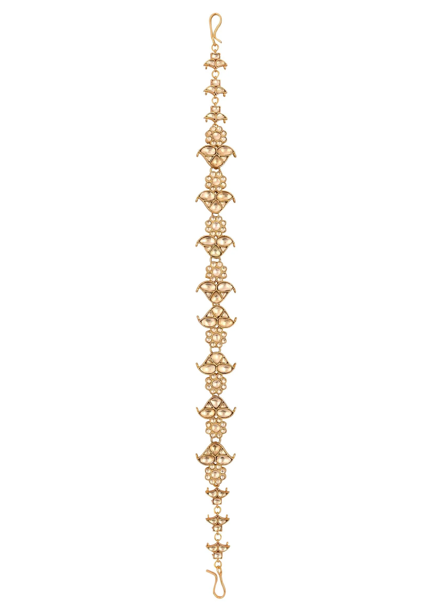 Gold Finish Kundan Polki Stone Sheeshpatti - Image 3
