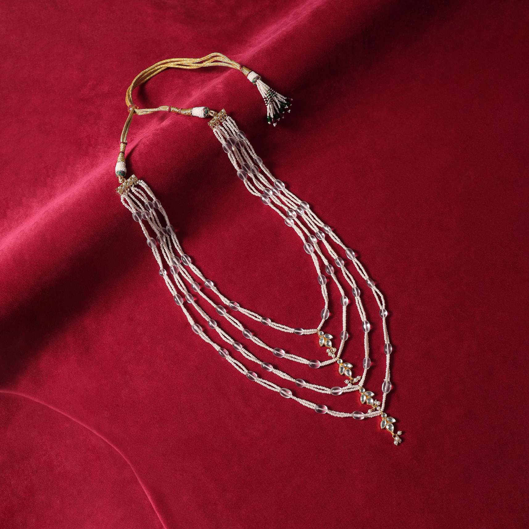 Gold Finish Layered Mala In Mix Metal With Motifs - Image 2