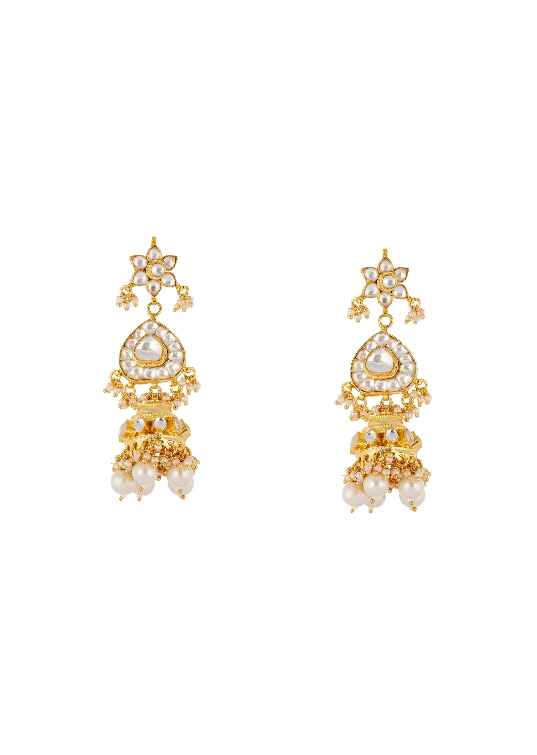 Gold Finish Necklace Set In Kundan Detail Work - Image 4