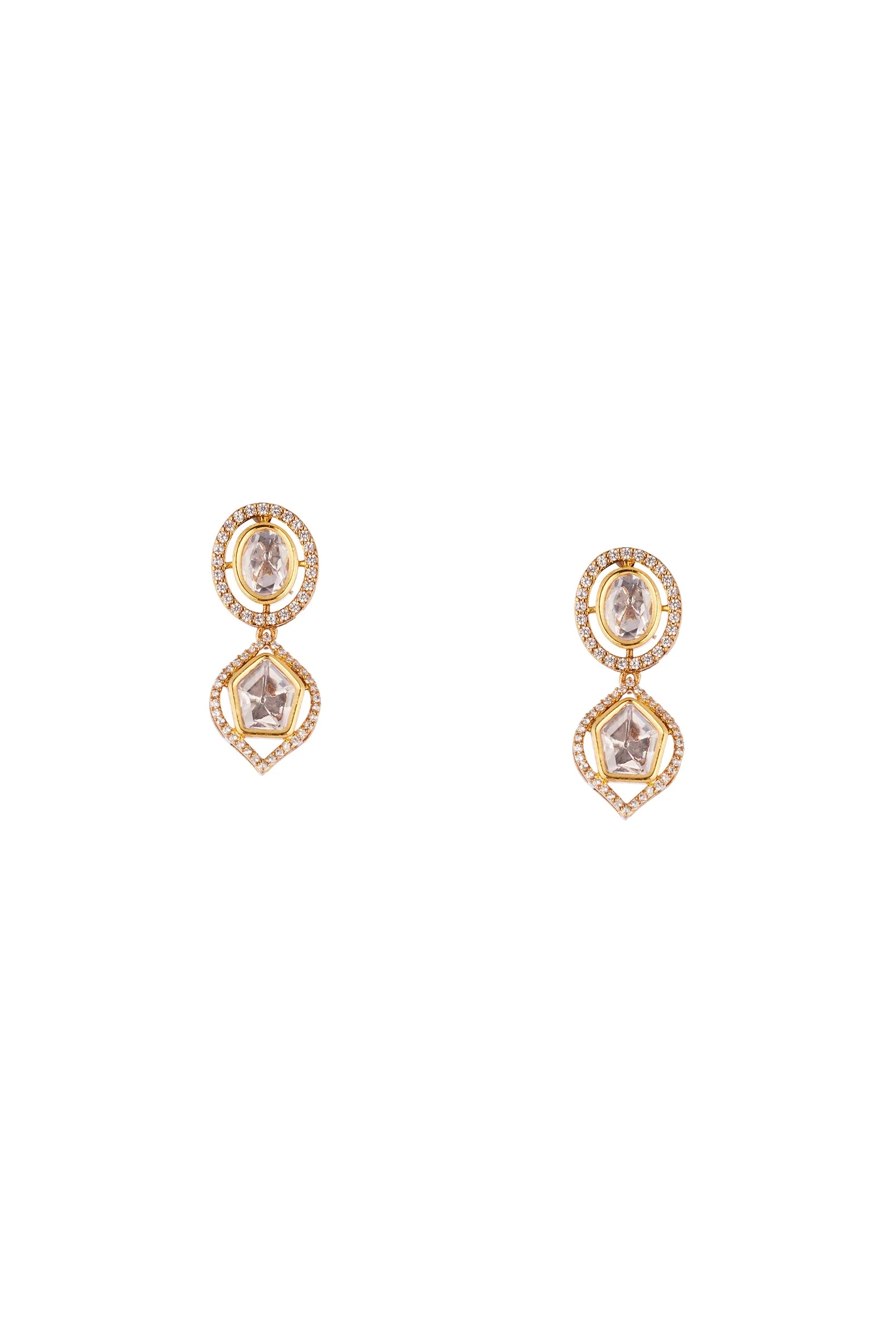 Gold Finish Necklace Set with Polki Detailing - Image 3