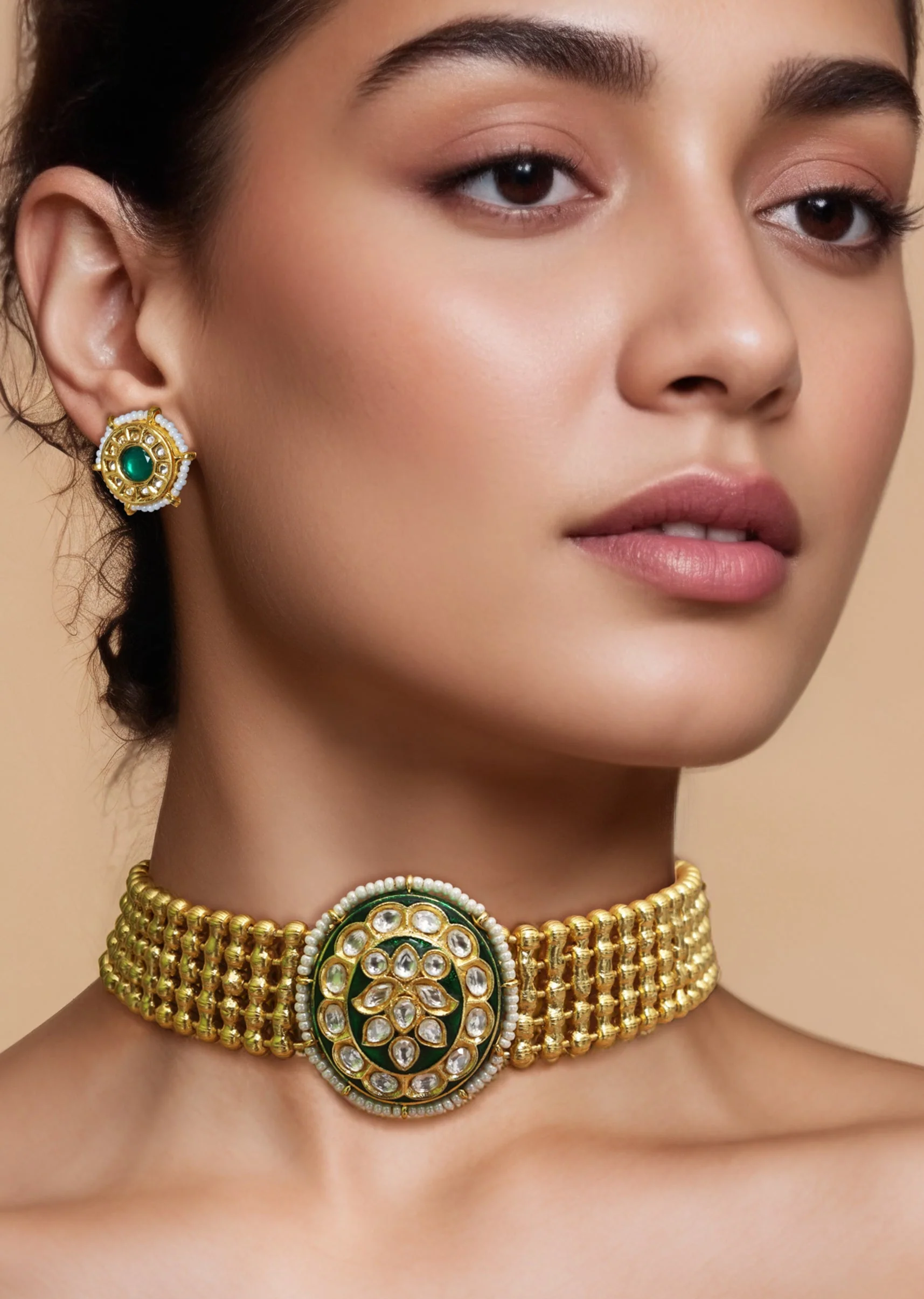Gold Fusion Enamelled Pendant Necklace Set