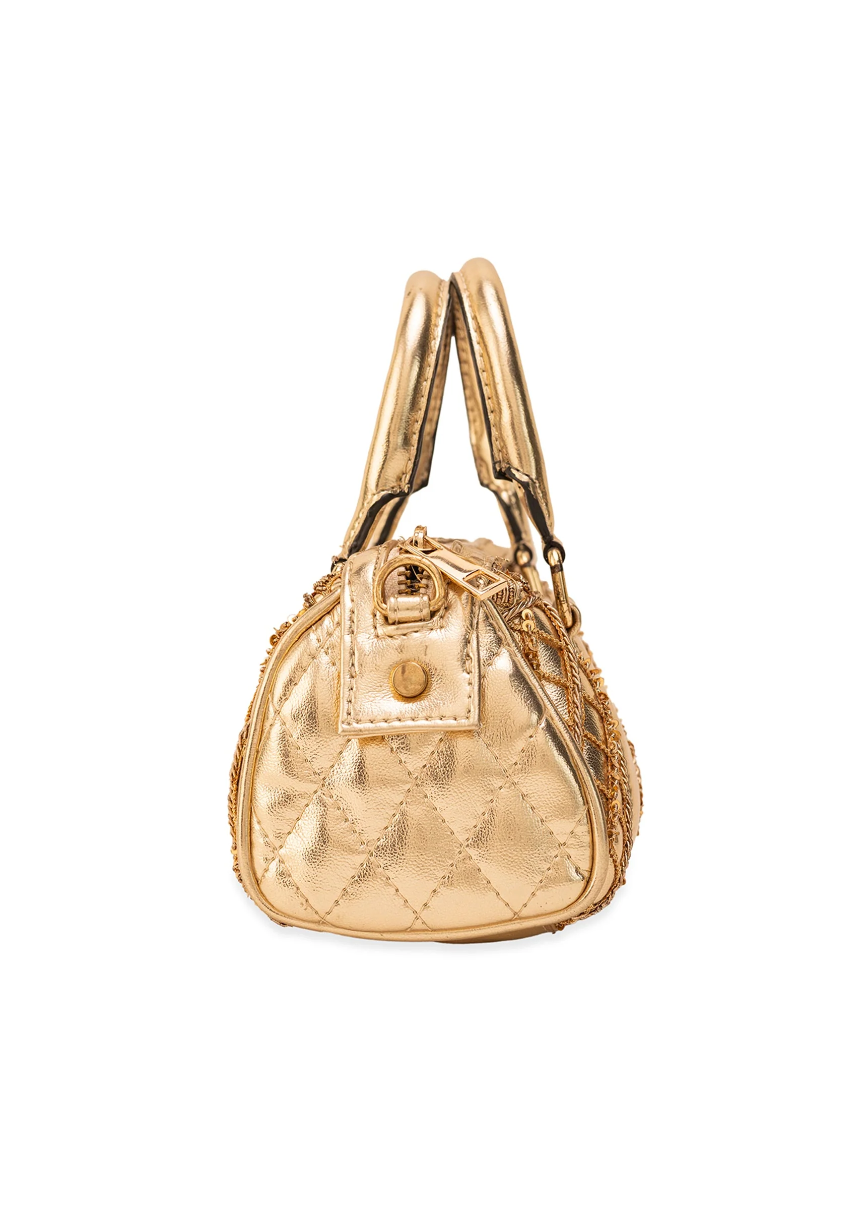 Gold Lycra Quilted Bag - Image 4