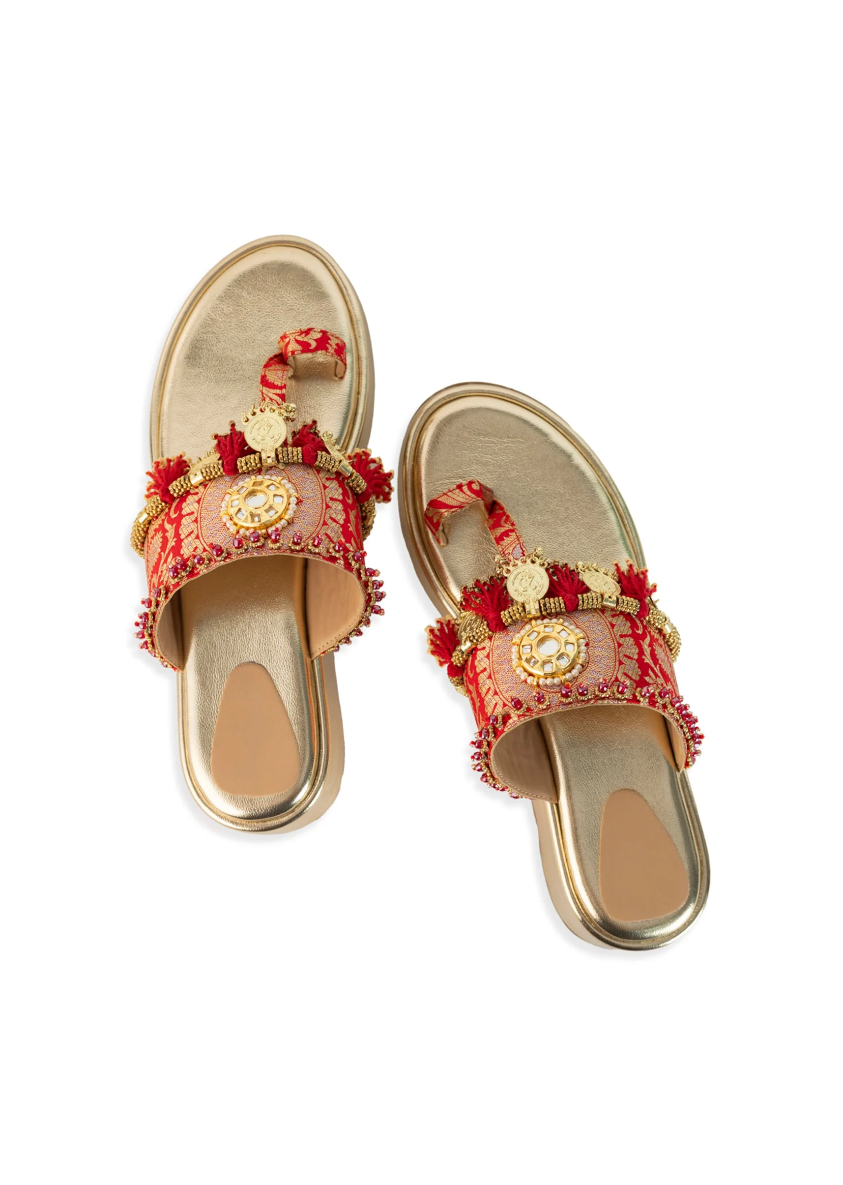 Gold Mirror and Coin Embellished Wedges - Image 2
