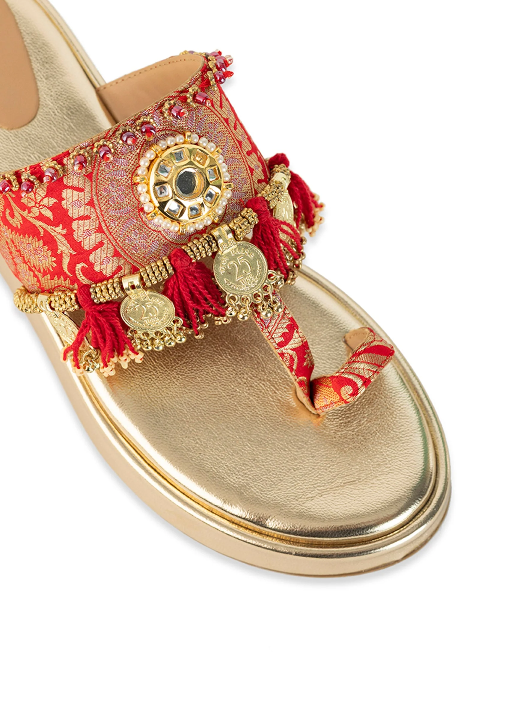Gold Mirror and Coin Embellished Wedges - Image 3