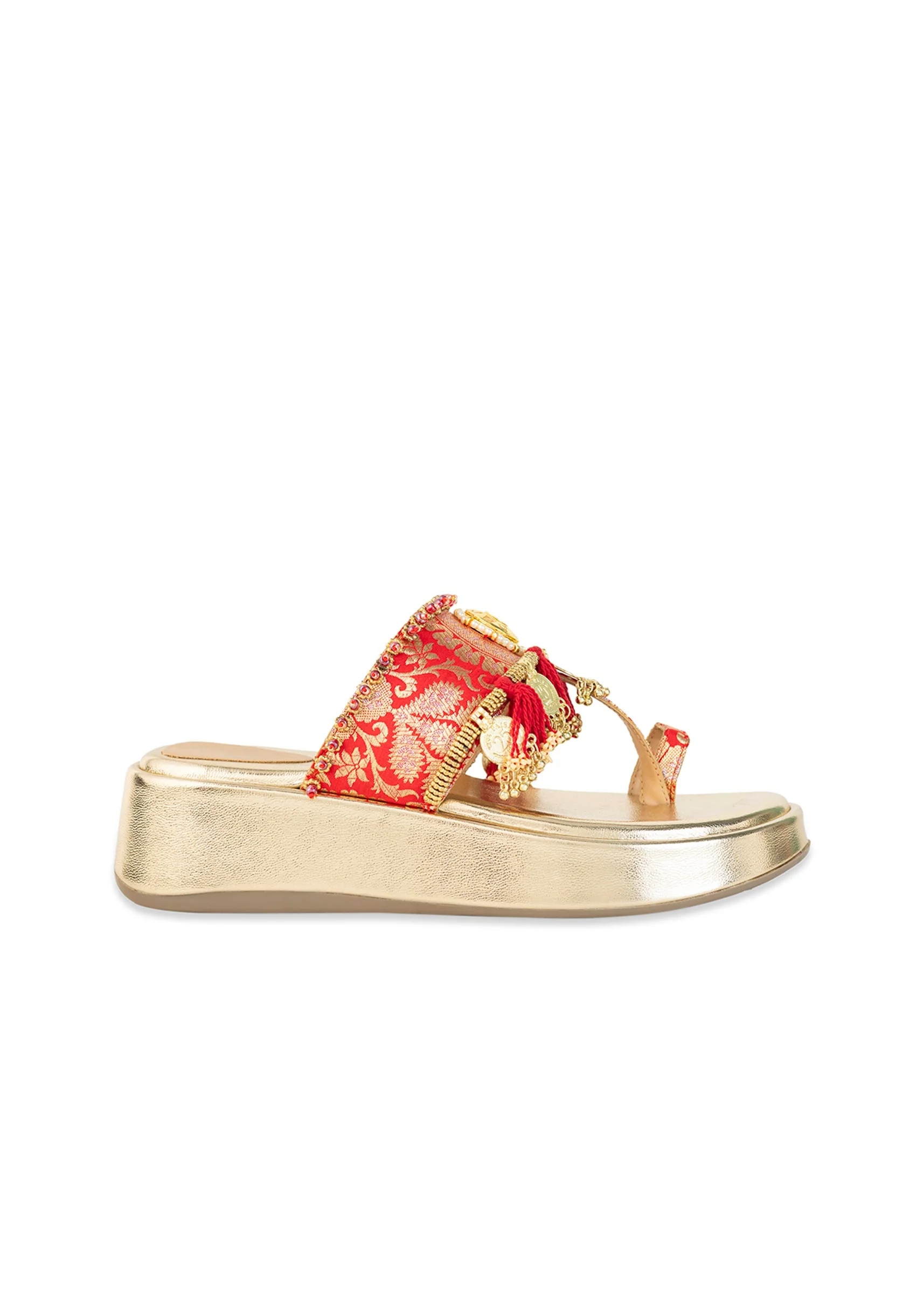 Gold Mirror and Coin Embellished Wedges - Image 6
