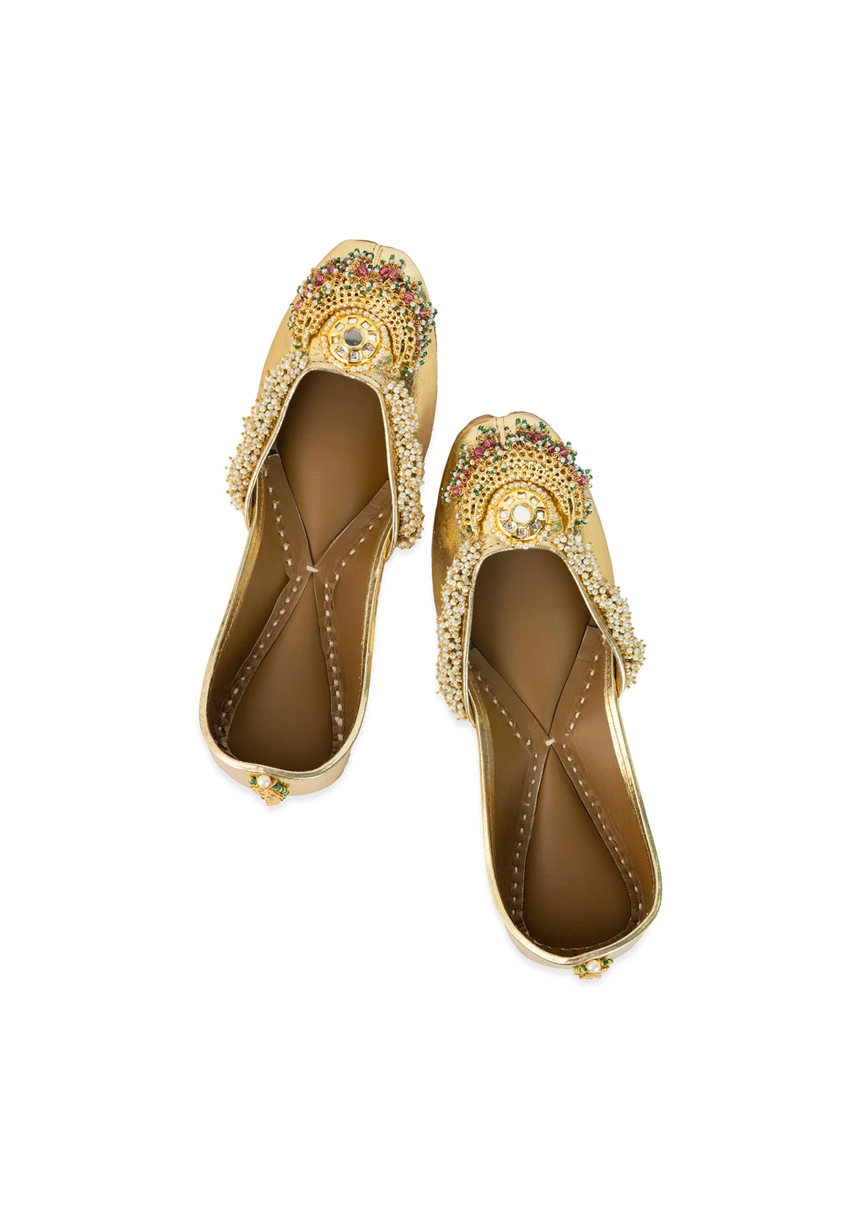 Gold Mirror Embellished Juttis - Image 2