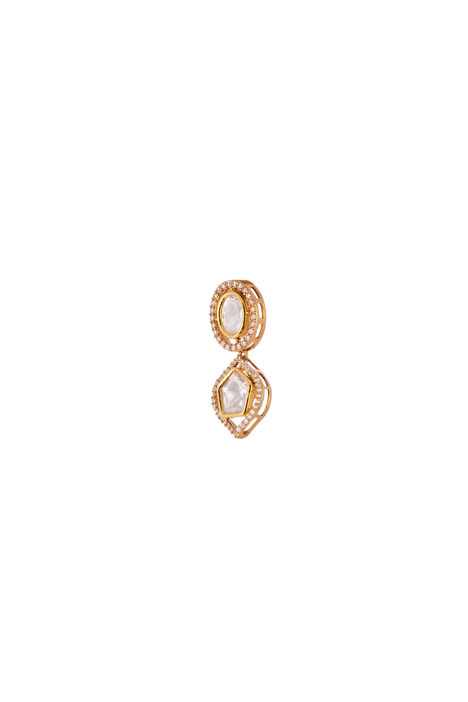 Gold Necklace Set with Polki Detailings - Image 6
