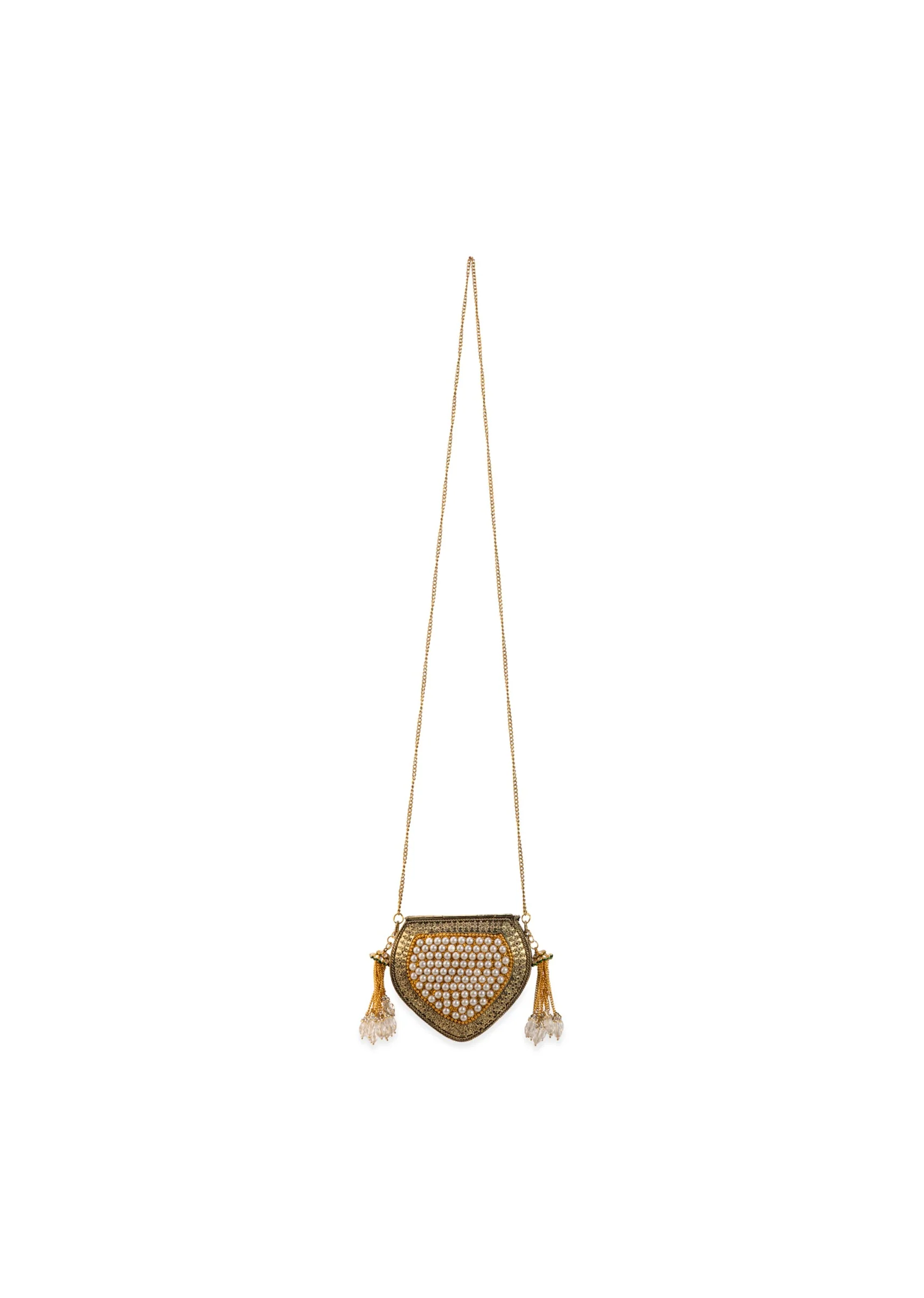 Gold Pearl Embellished Filigree Sling Bag - Image 3