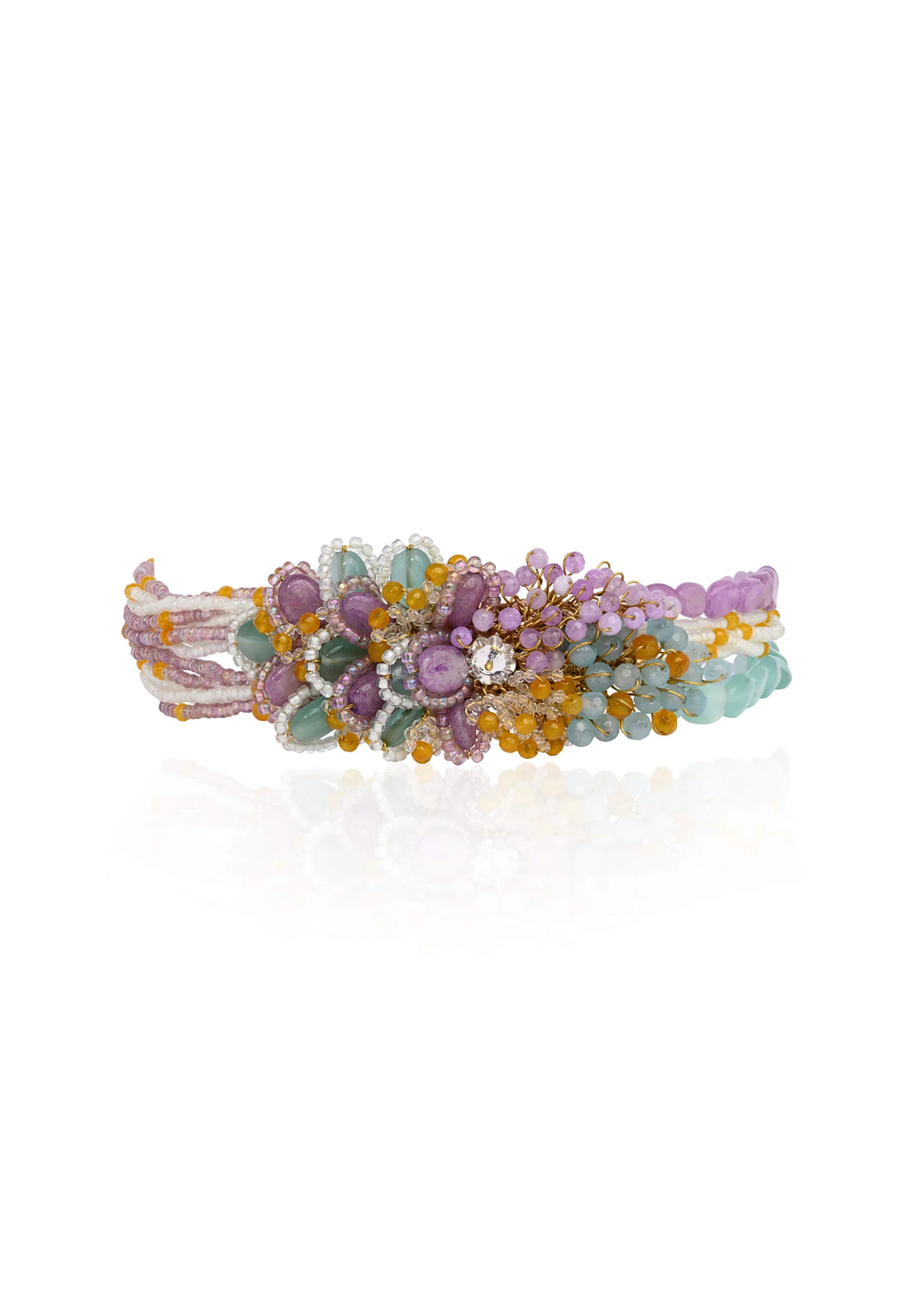 gold plated colourful stone adjustable bracelet for weddings - Image 3