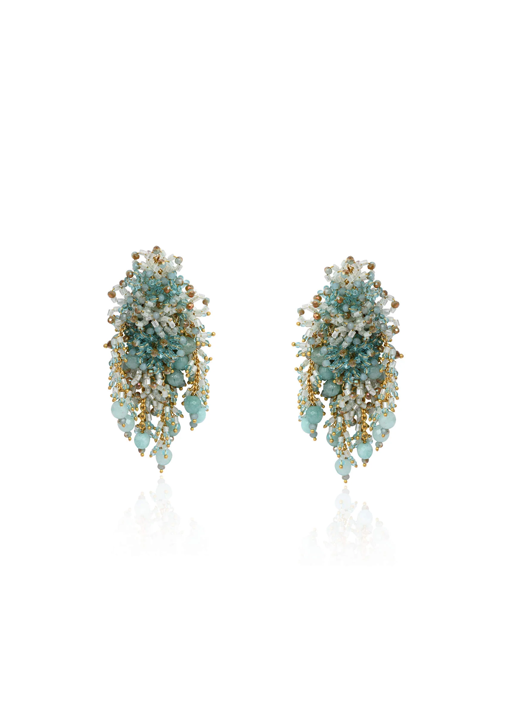 Gold Plated Mehendi Jewelry Long Earrings - Image 2