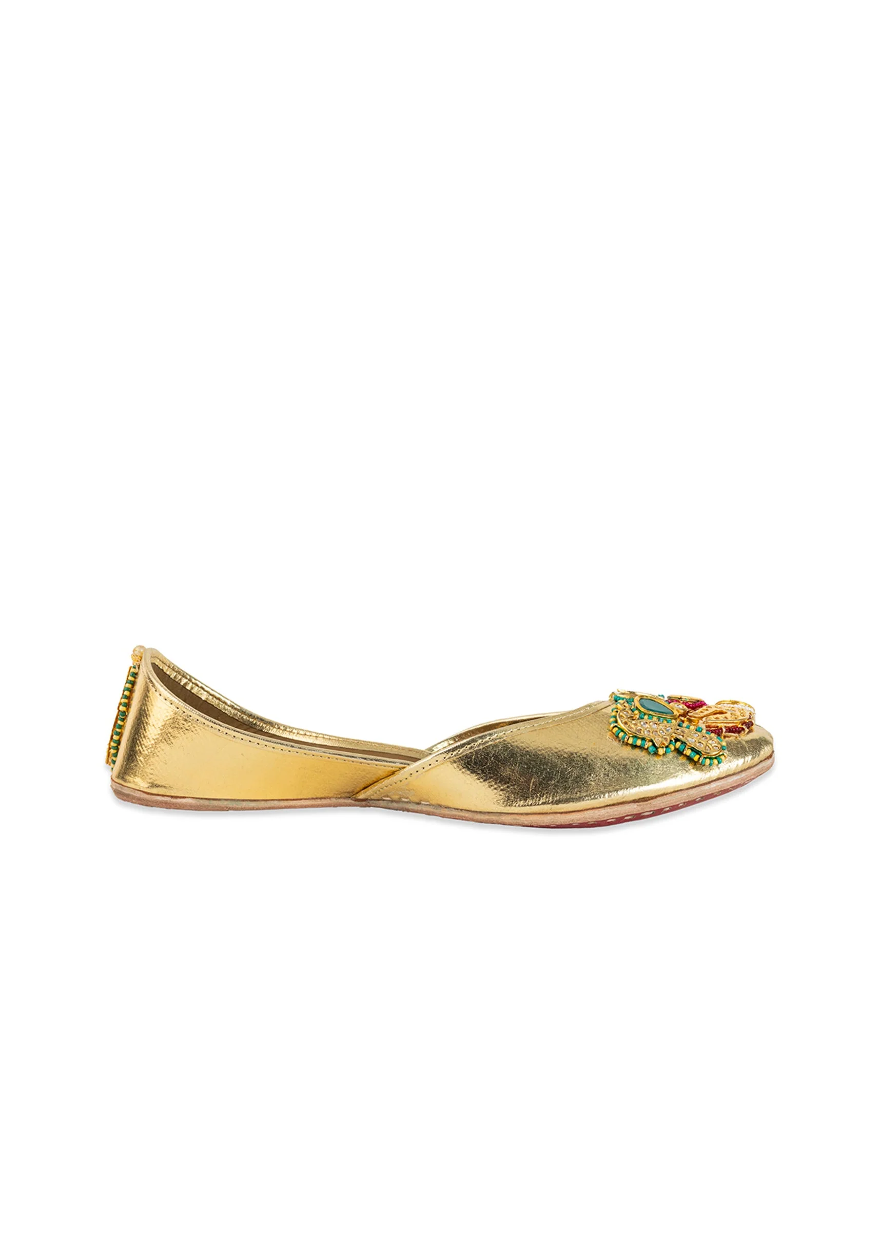 Gold Sequin and Kundan Embellished Juttis - Image 6