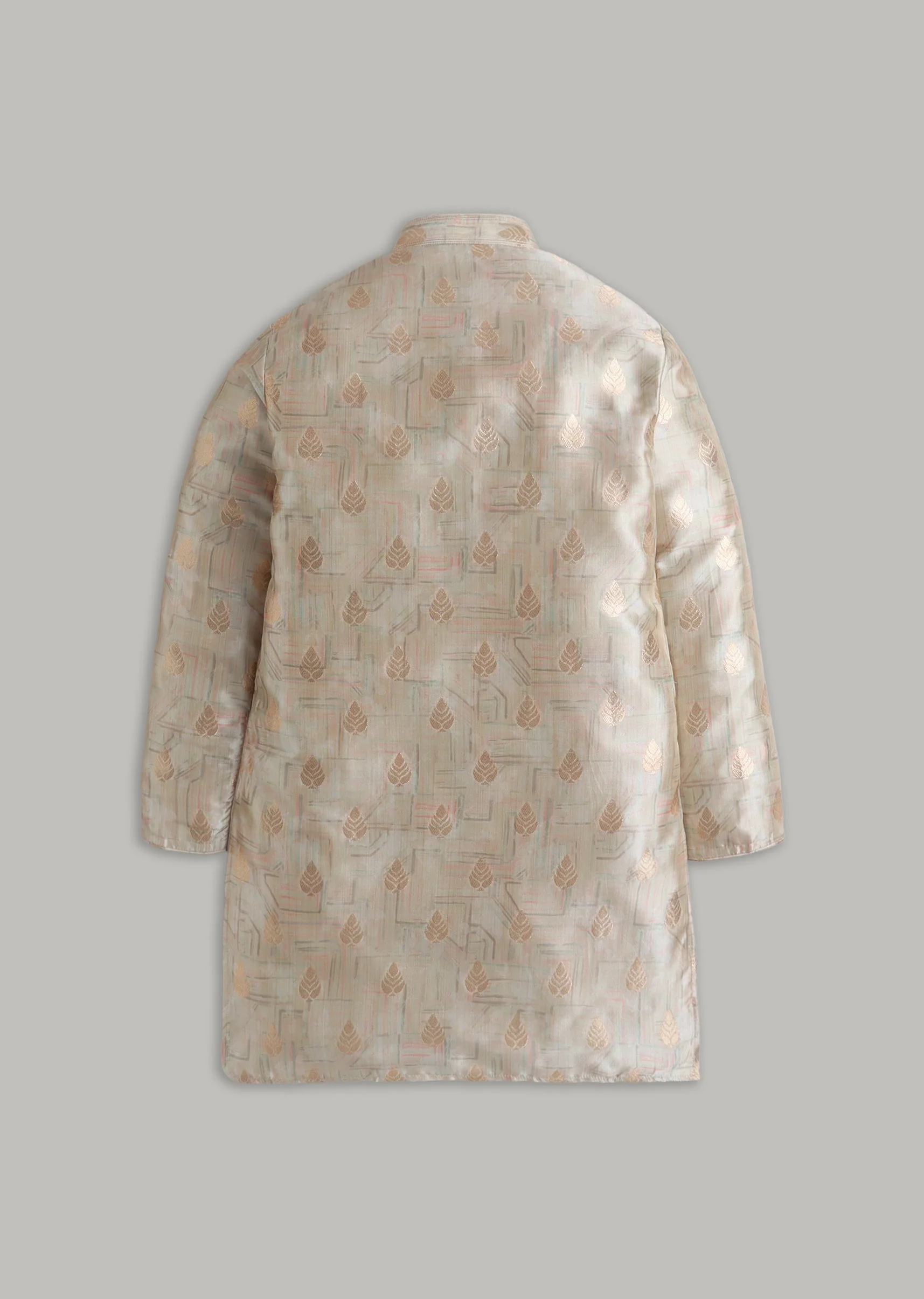 Gold Silk Zari Kurta Set - Image 3