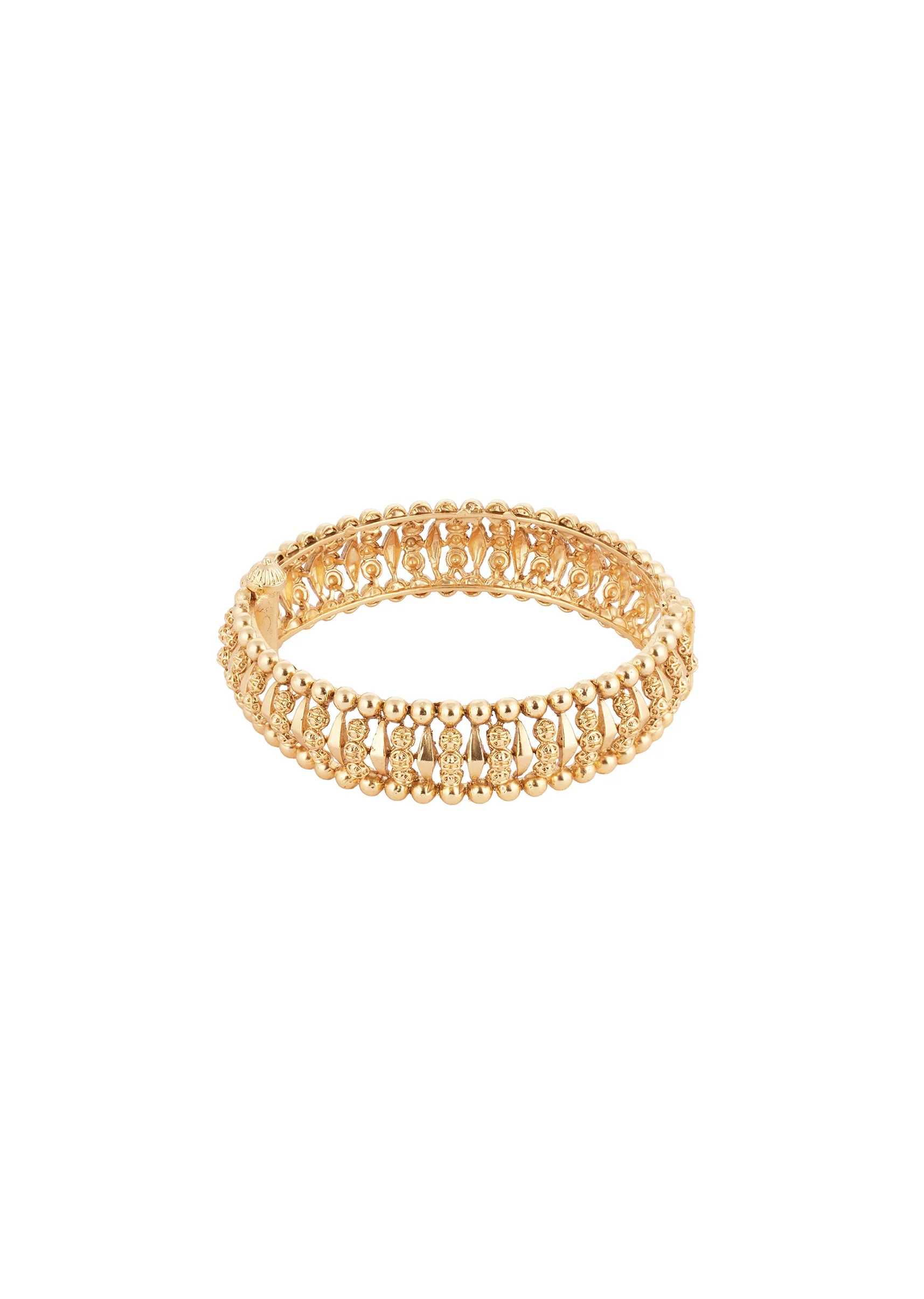 Gold White Kundan Bangles With Elegant Detail - Image 3