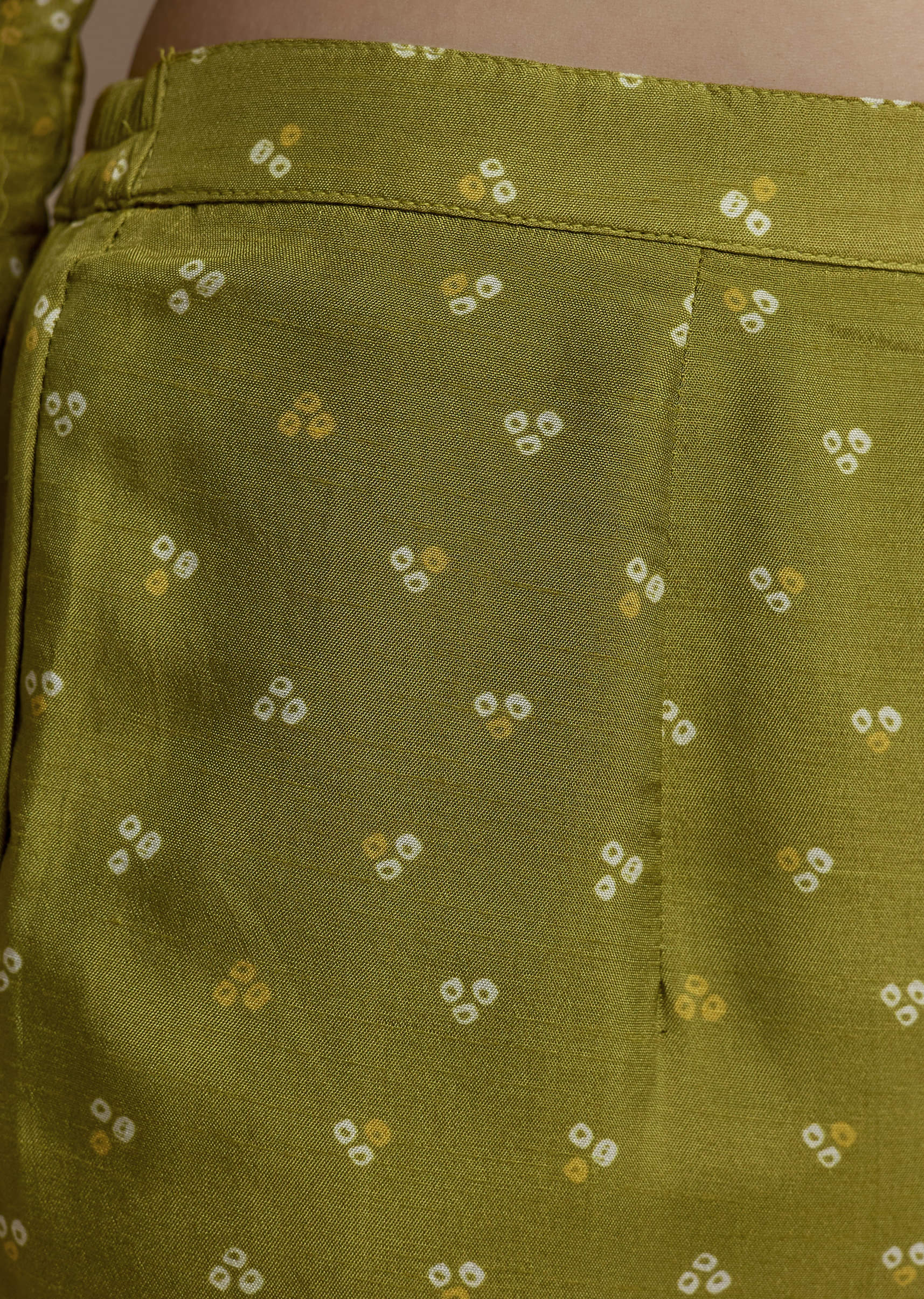 Green Abstract Print Silk Kurta and Palazzo Set - Image 6