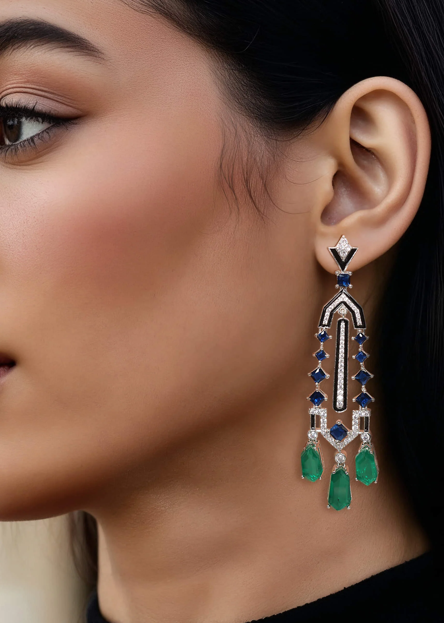 Green and Black Fusion Drop Earrings