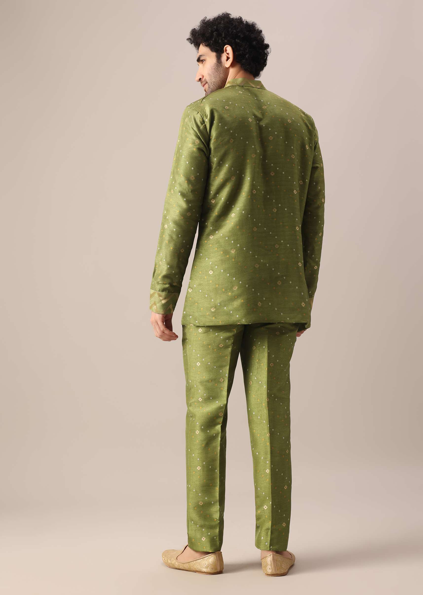 Green Brocade Kurta And Pant Co-ord Set - Image 5