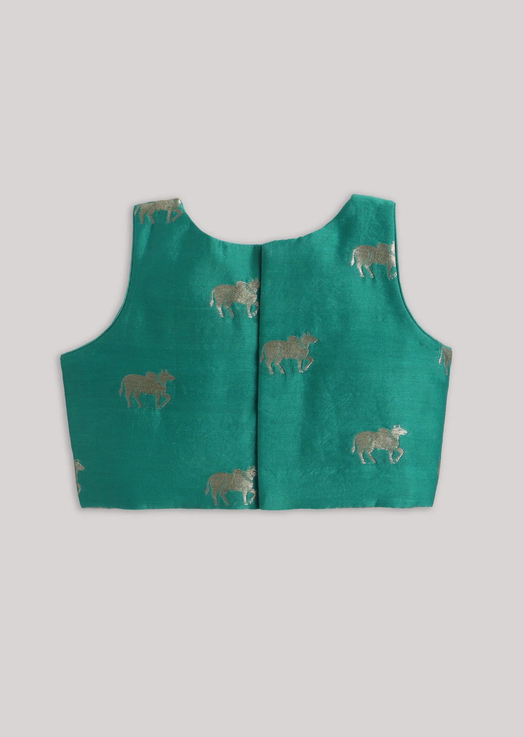 Green Chanderi Lehenga Set With Gotta Work - Image 5