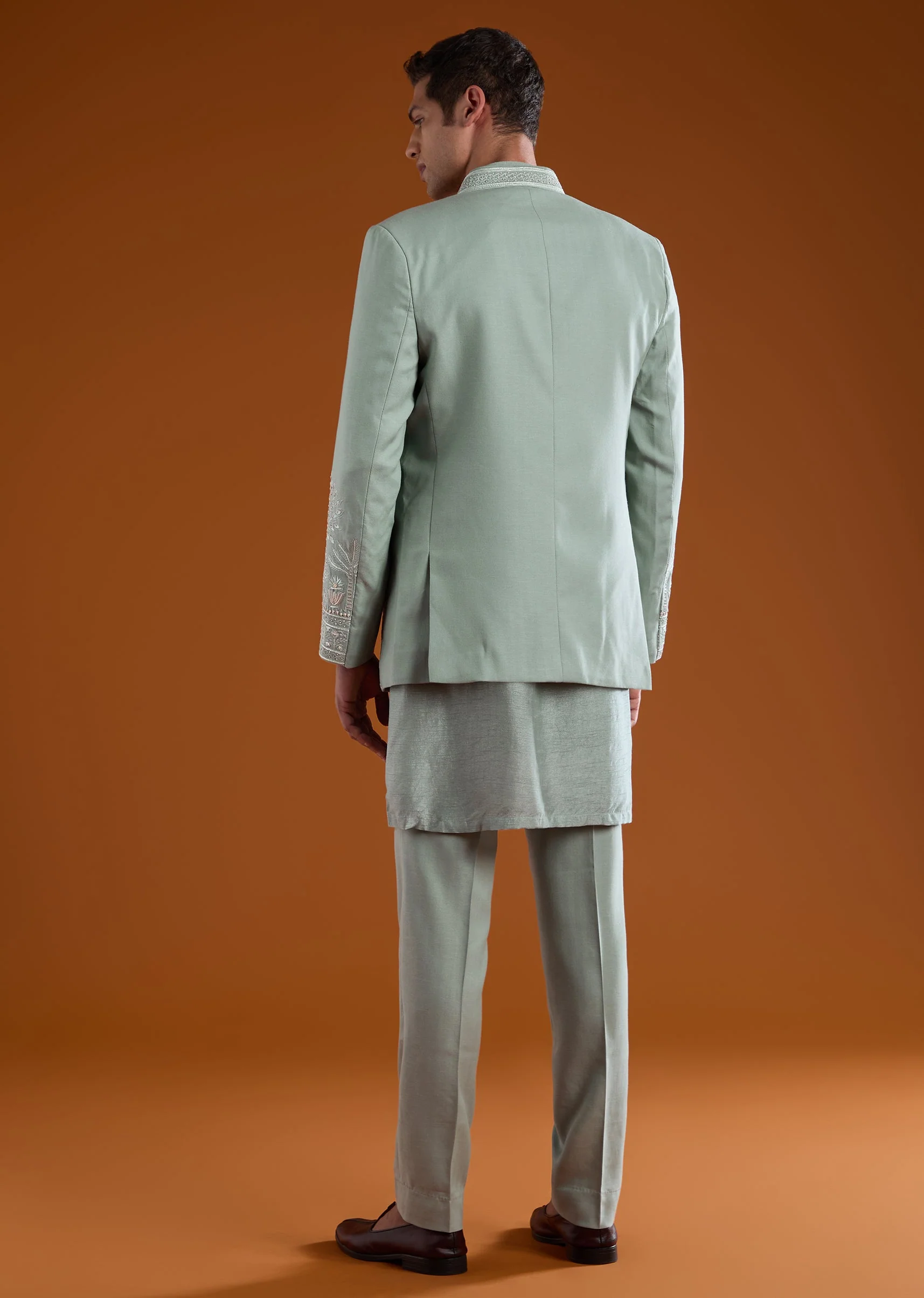 Green Embellished Jodhpuri Kurta Set - Image 5