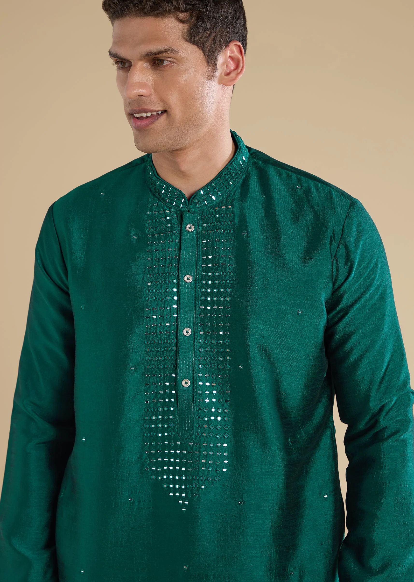 Green Embellished Kurta Set