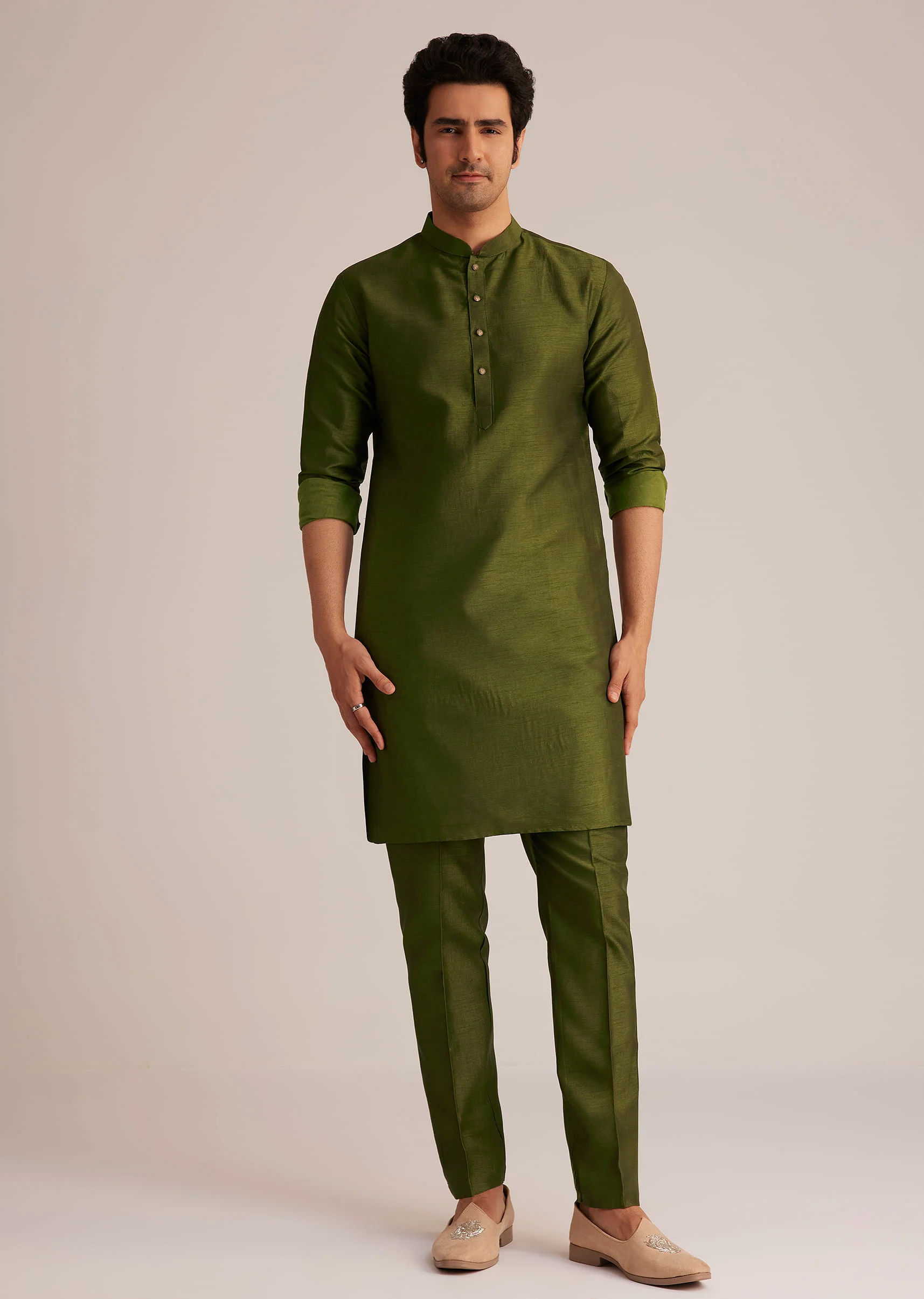Green Embroidered Nehru Jacket With Bird Detailing - Image 6