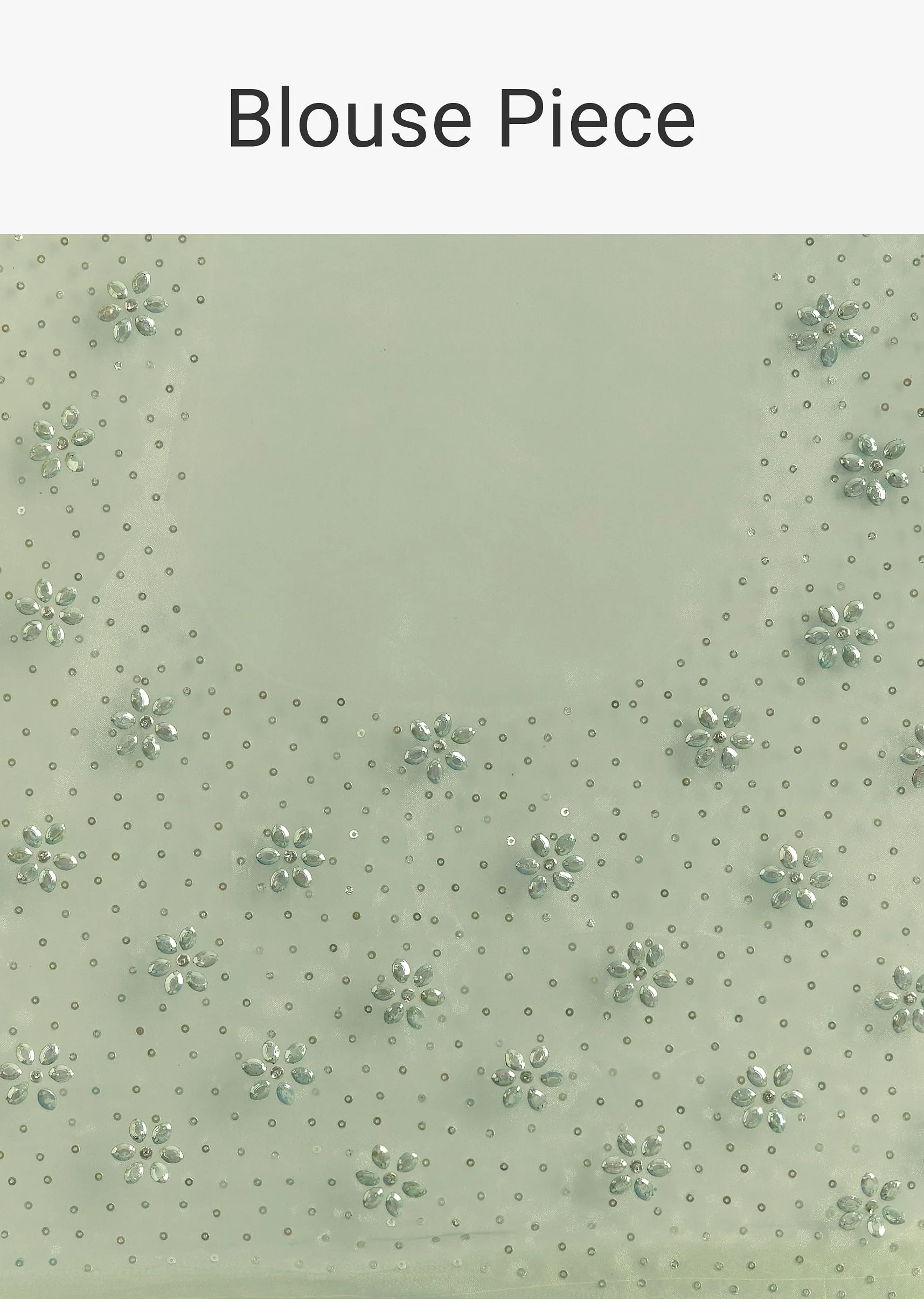 Green Glass Tissue Saree With All Over Cutdana And Sequins Embroidery - Image 10