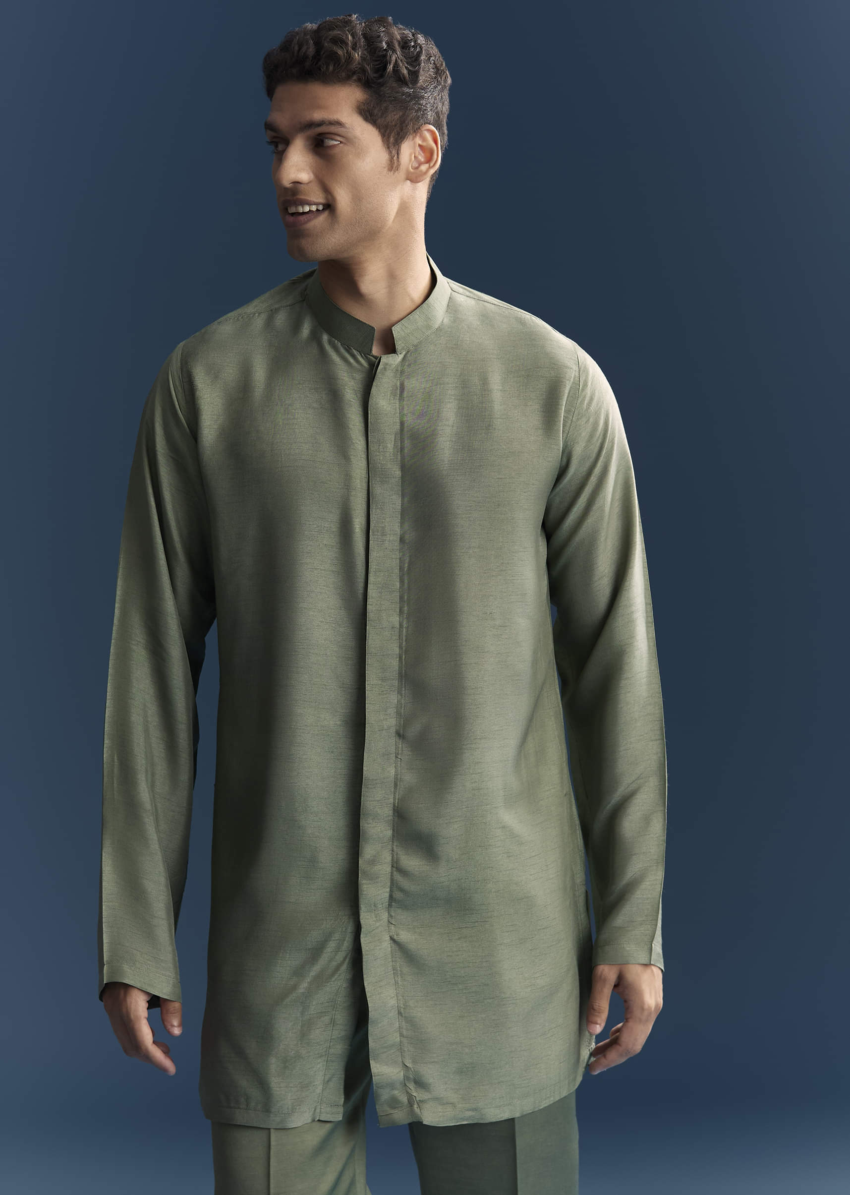 Green Kurta Jacket Set For Men With Hand Embroidery - Image 6