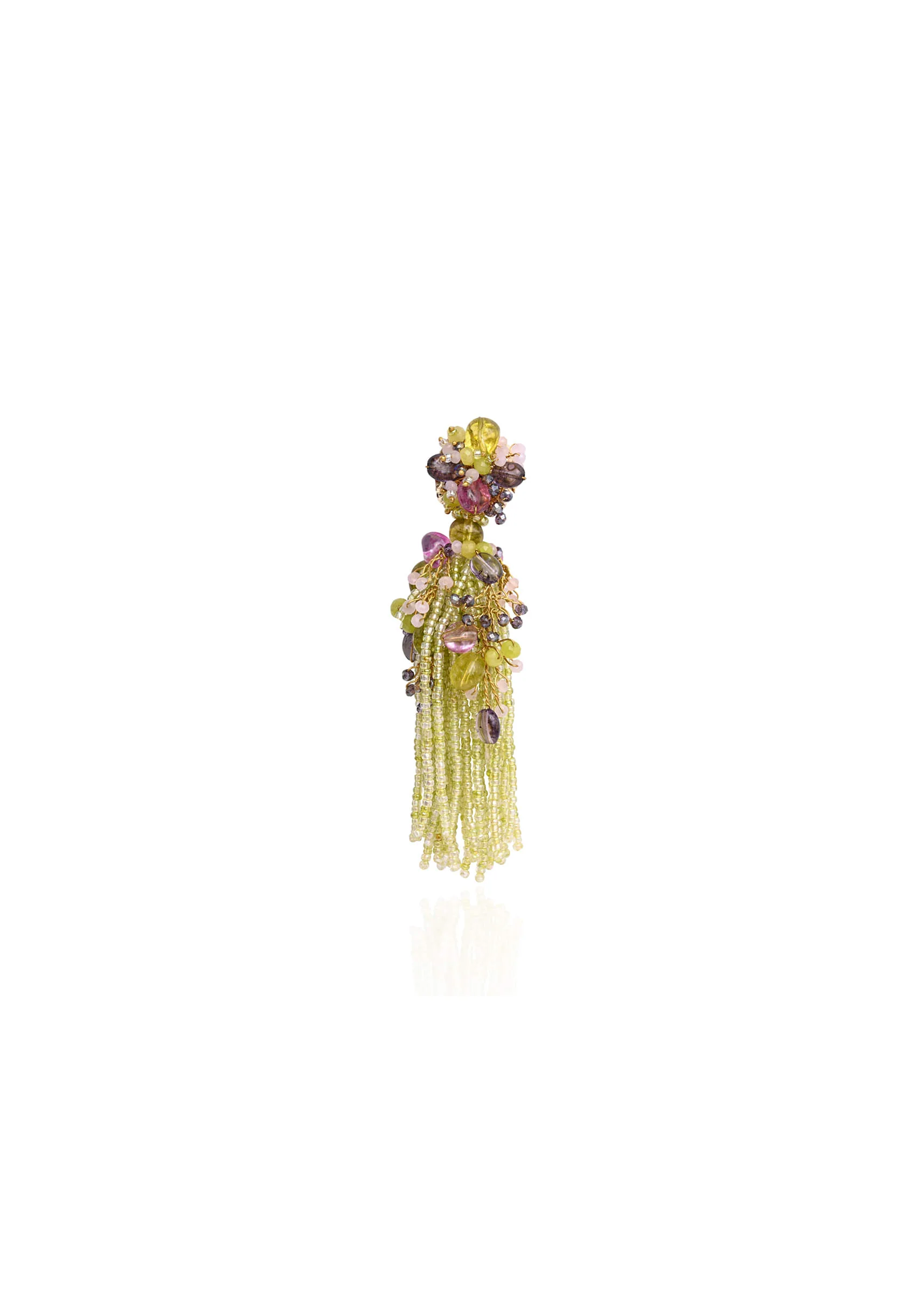 Green Mehendi Jhumka Tassel Earrings - Image 5