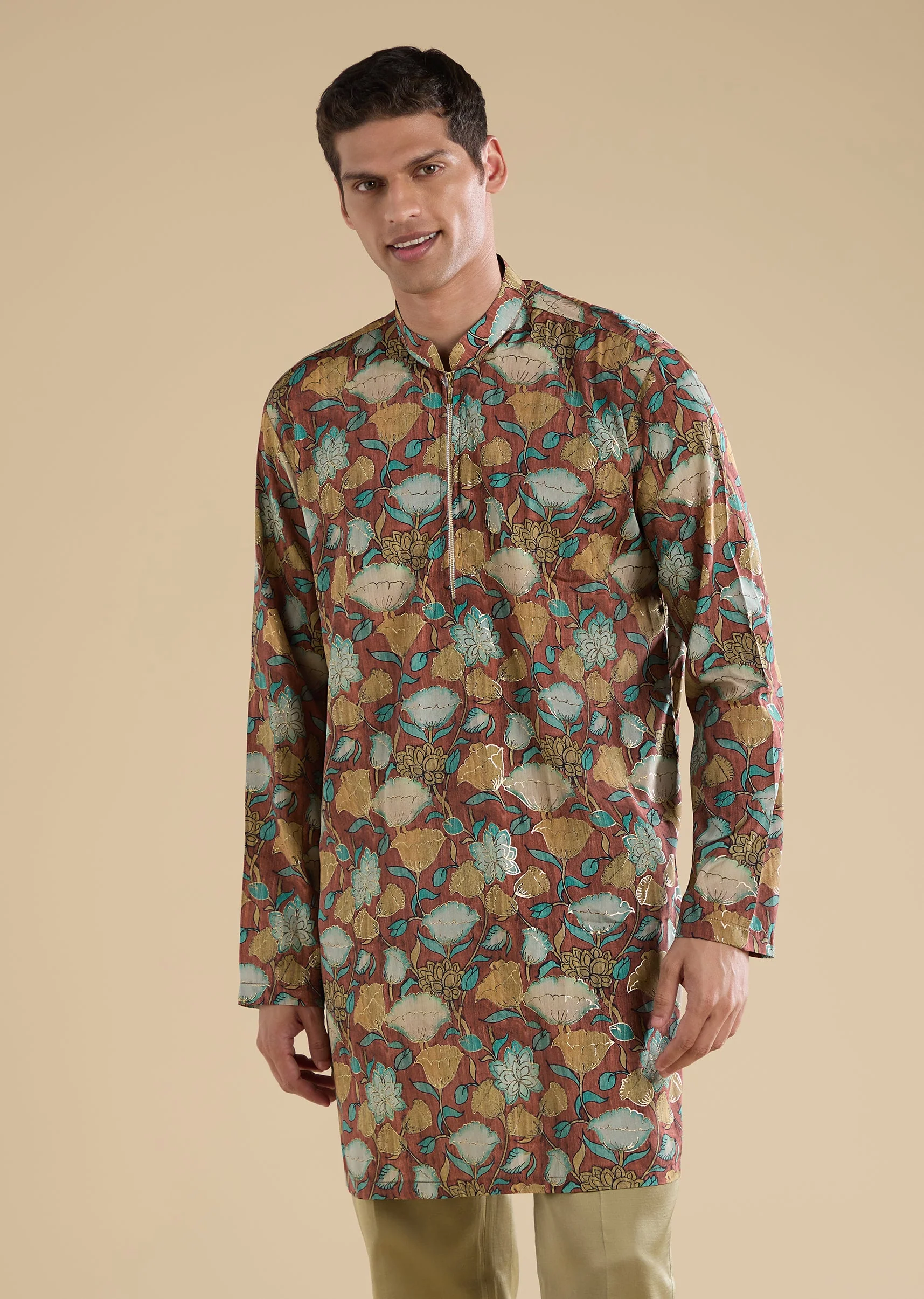 Green Printed Silk Jodhpuri Set - Image 6