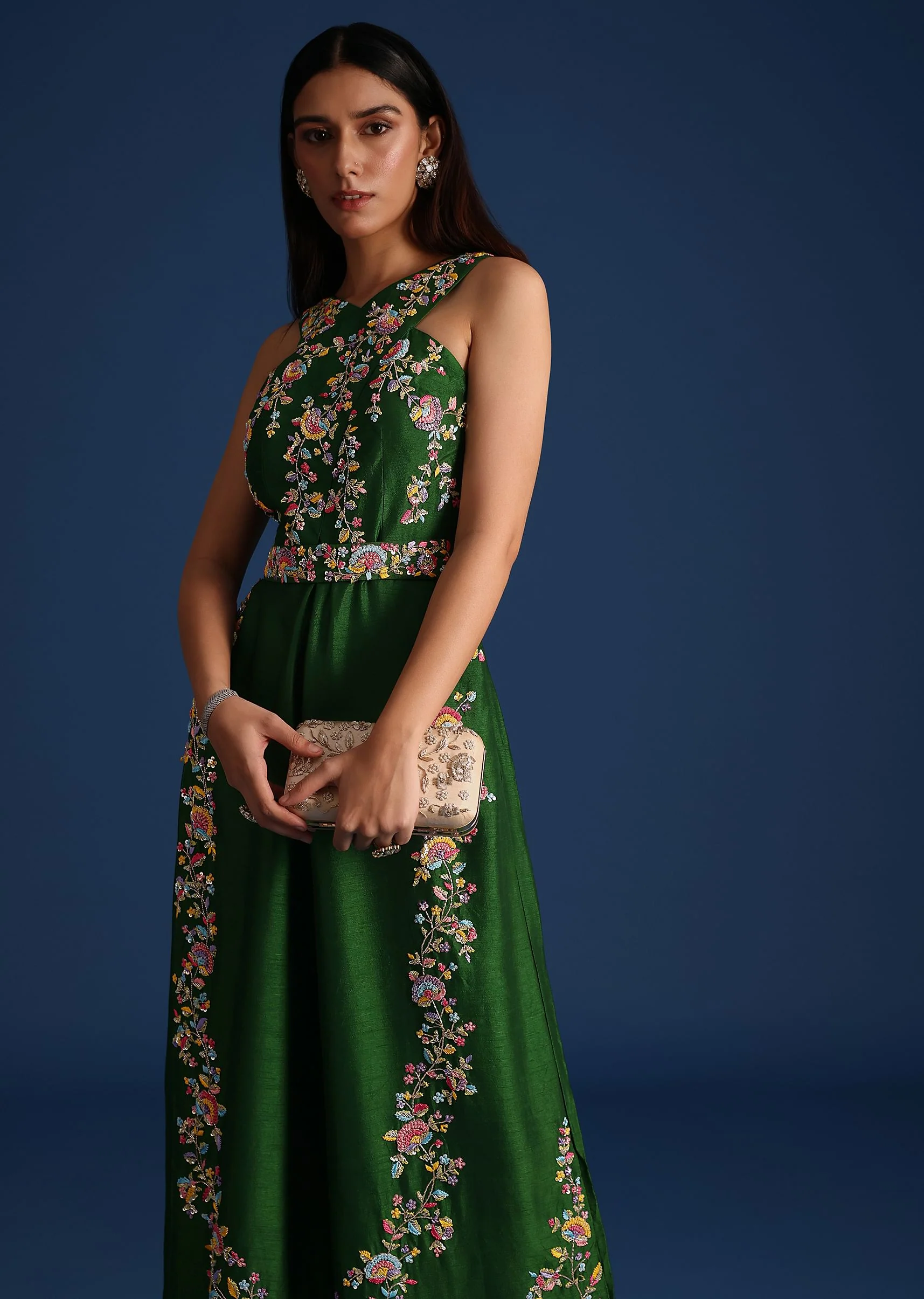 Green Resham Work Jumpsuit - Image 4