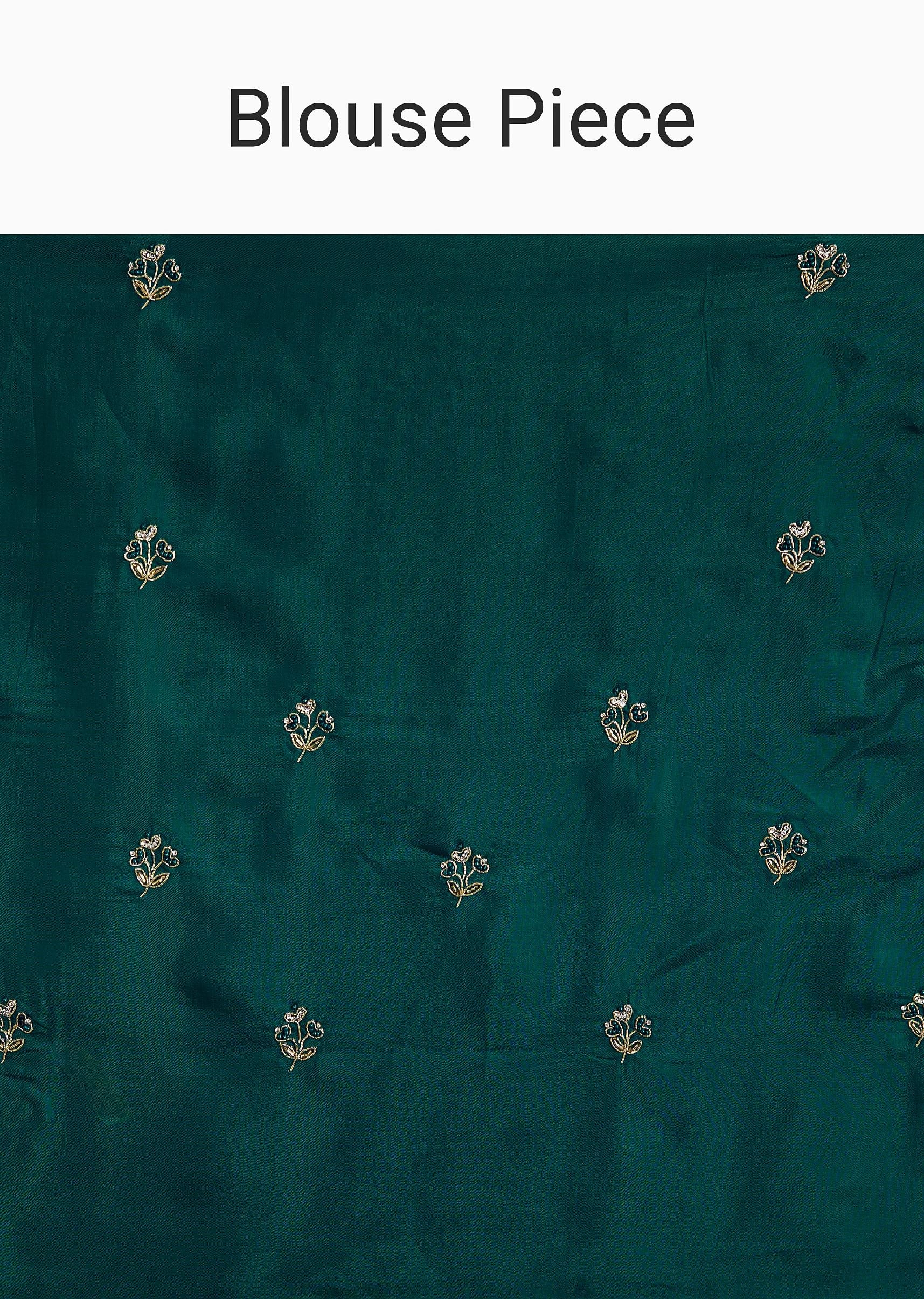 Green Shaded Tissue Saree With Cutdana Sequins And Beads Embroidery And Scallop Border - Image 10