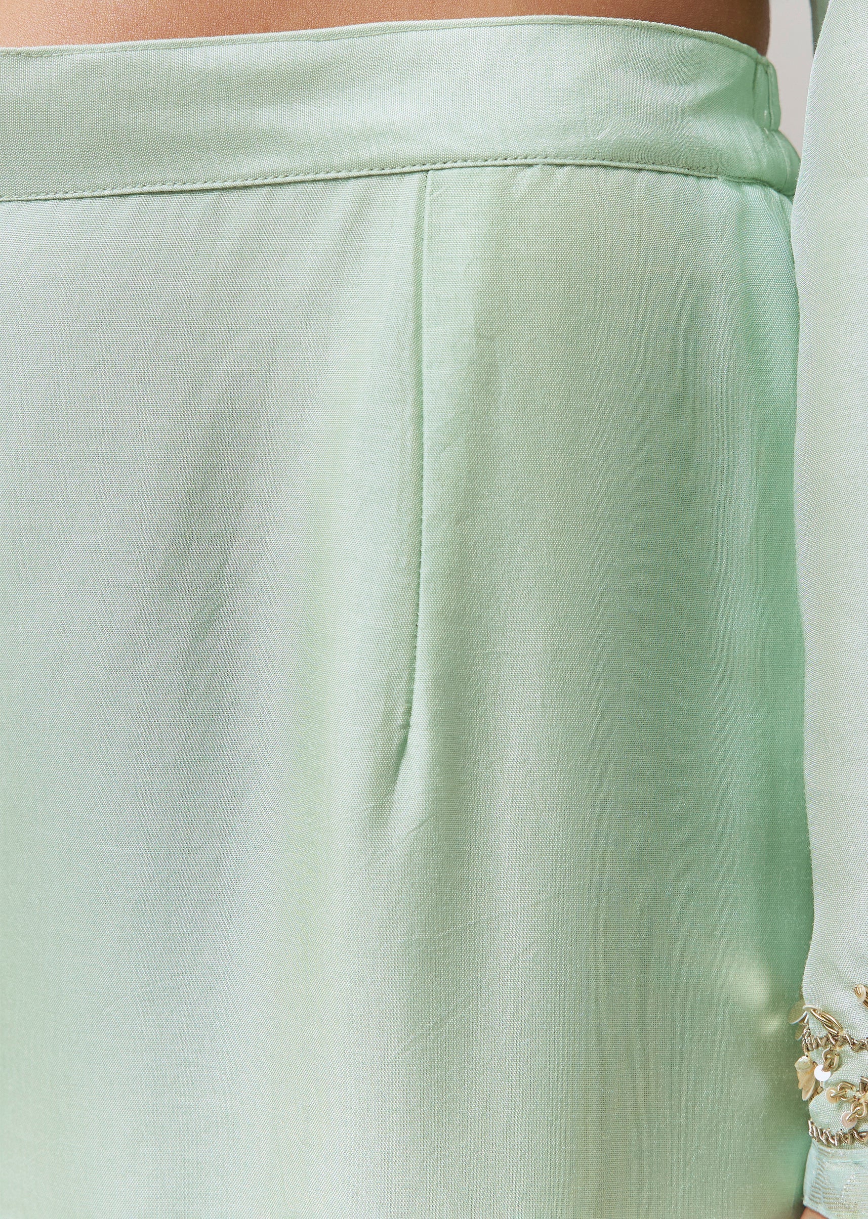 Green Silk Embroidered Kurta Sharara Set - Image 6