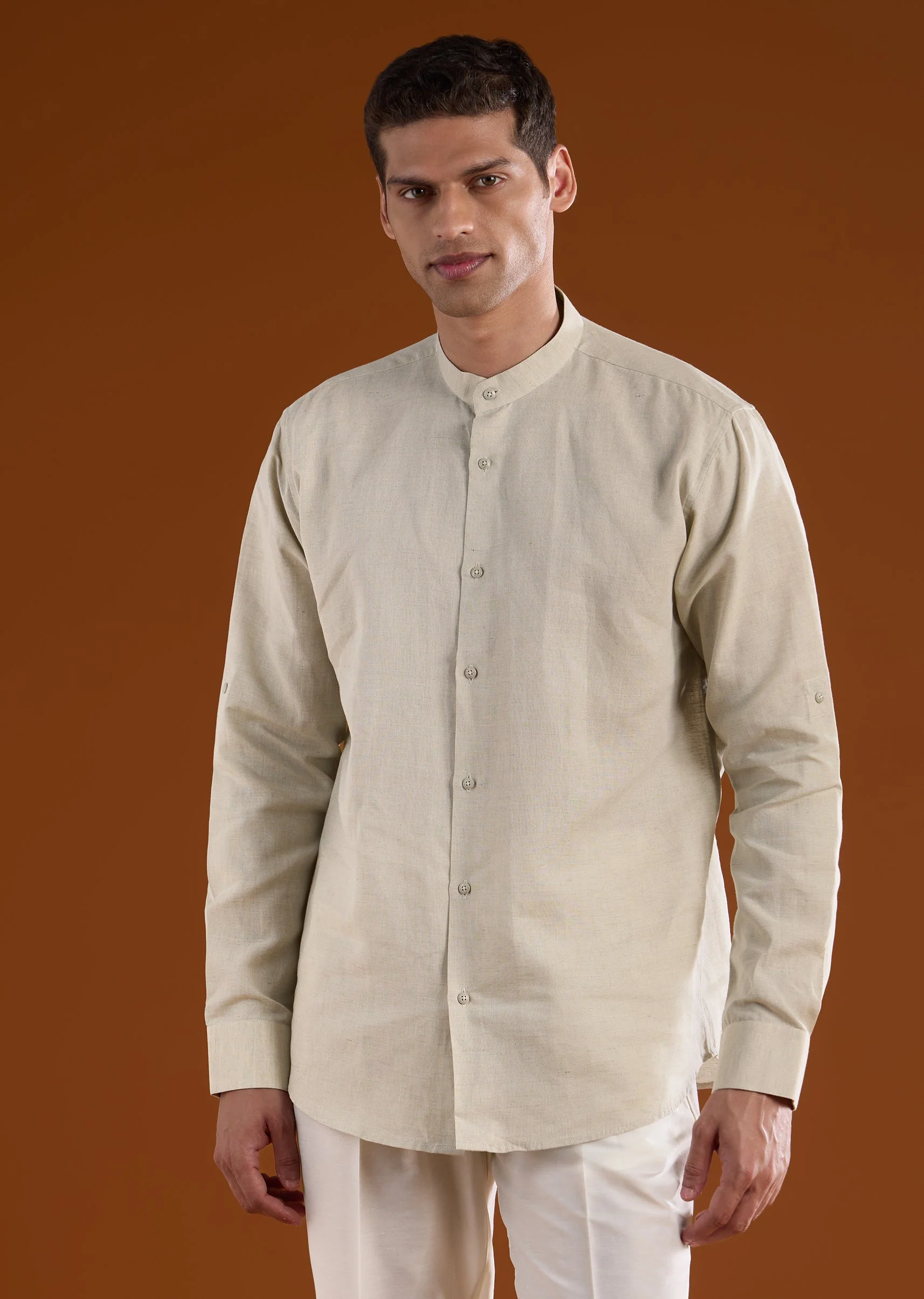 Green Silk Mens Kurta Jacket Set With Floral Pattern - Image 6