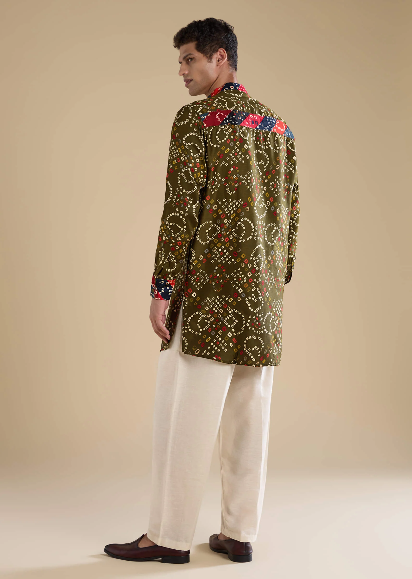 Green Silk Resham Embroidered Mens Kurta Set - Image 5