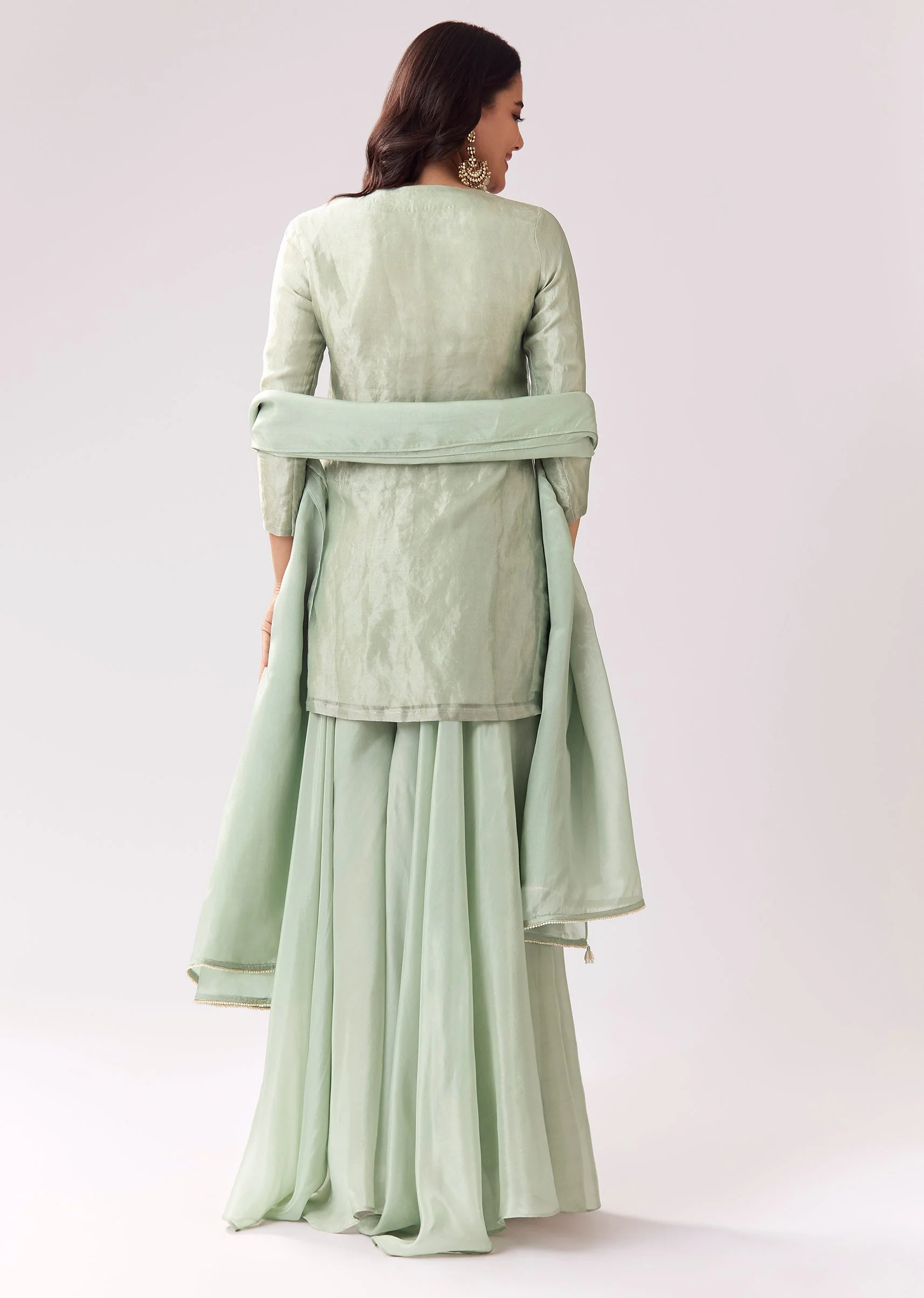 Green Zardozi Palazzo Suit - Image 5