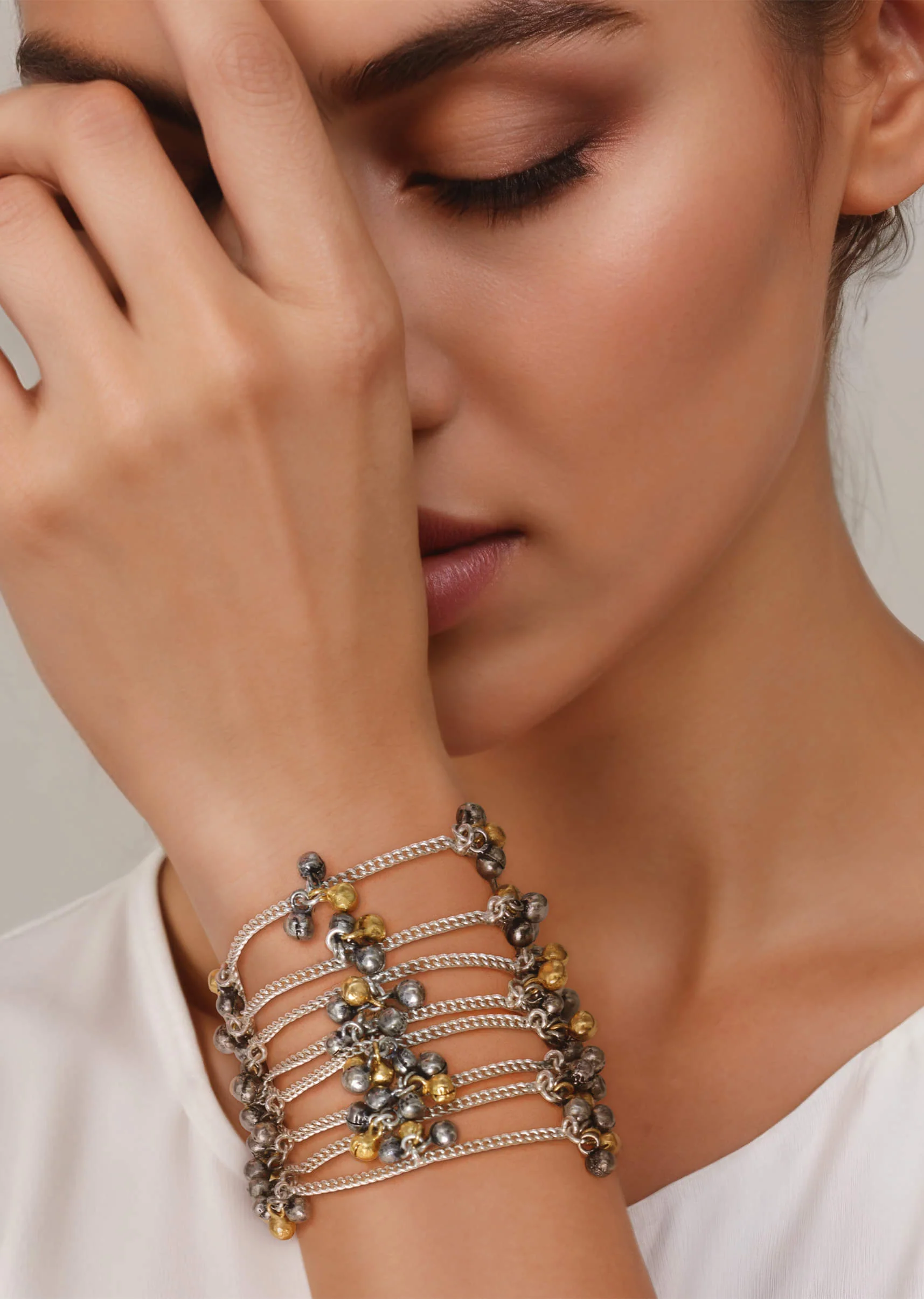 Grey and Gold Ghunghroo Bracelet