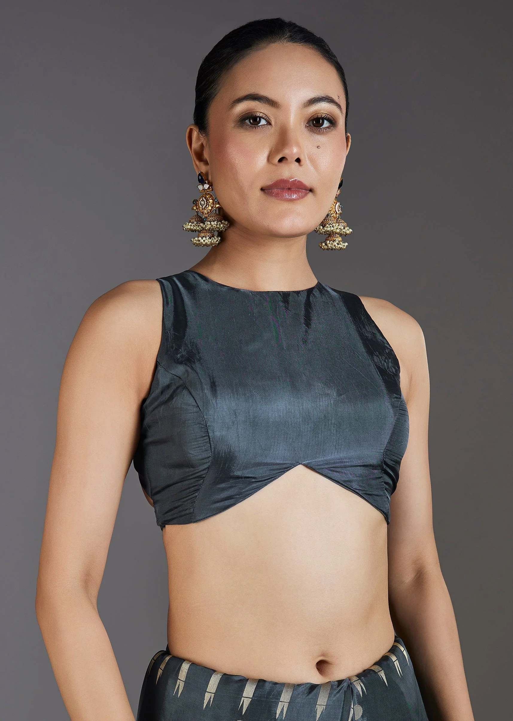 Grey Dola Silk Saree - Image 7