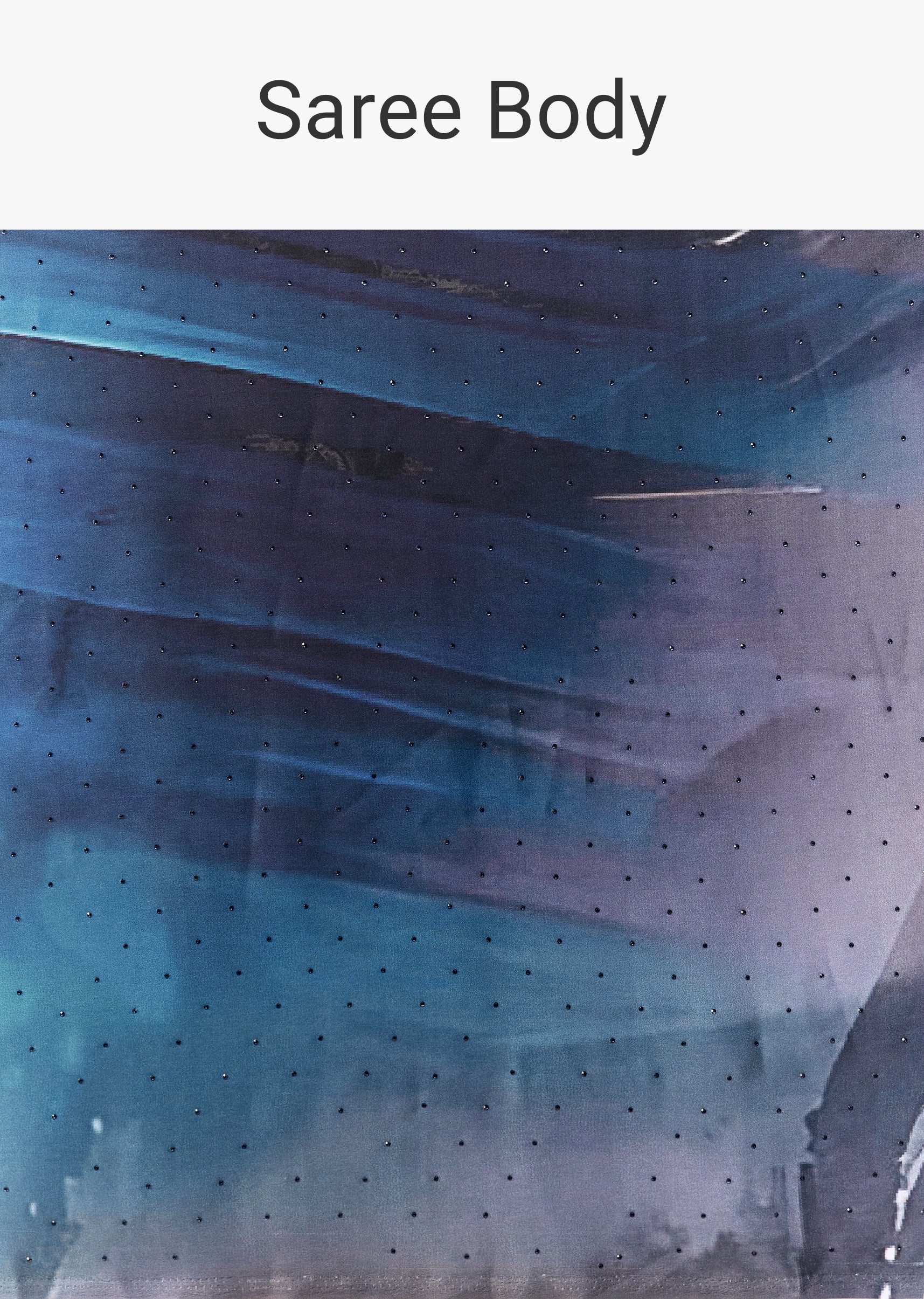 Grey Shaded Printed Satin Saree with Blouse Fabric - Image 9