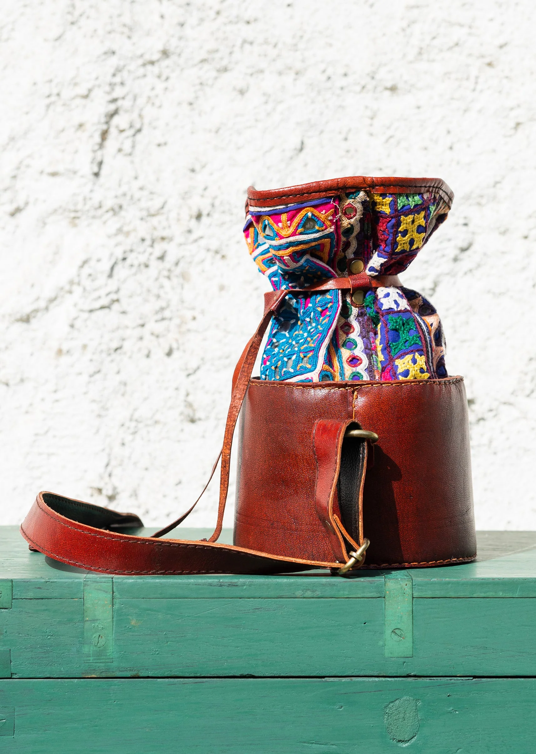 Handcrafted Hand-Embroidered Leather Bag - Image 2