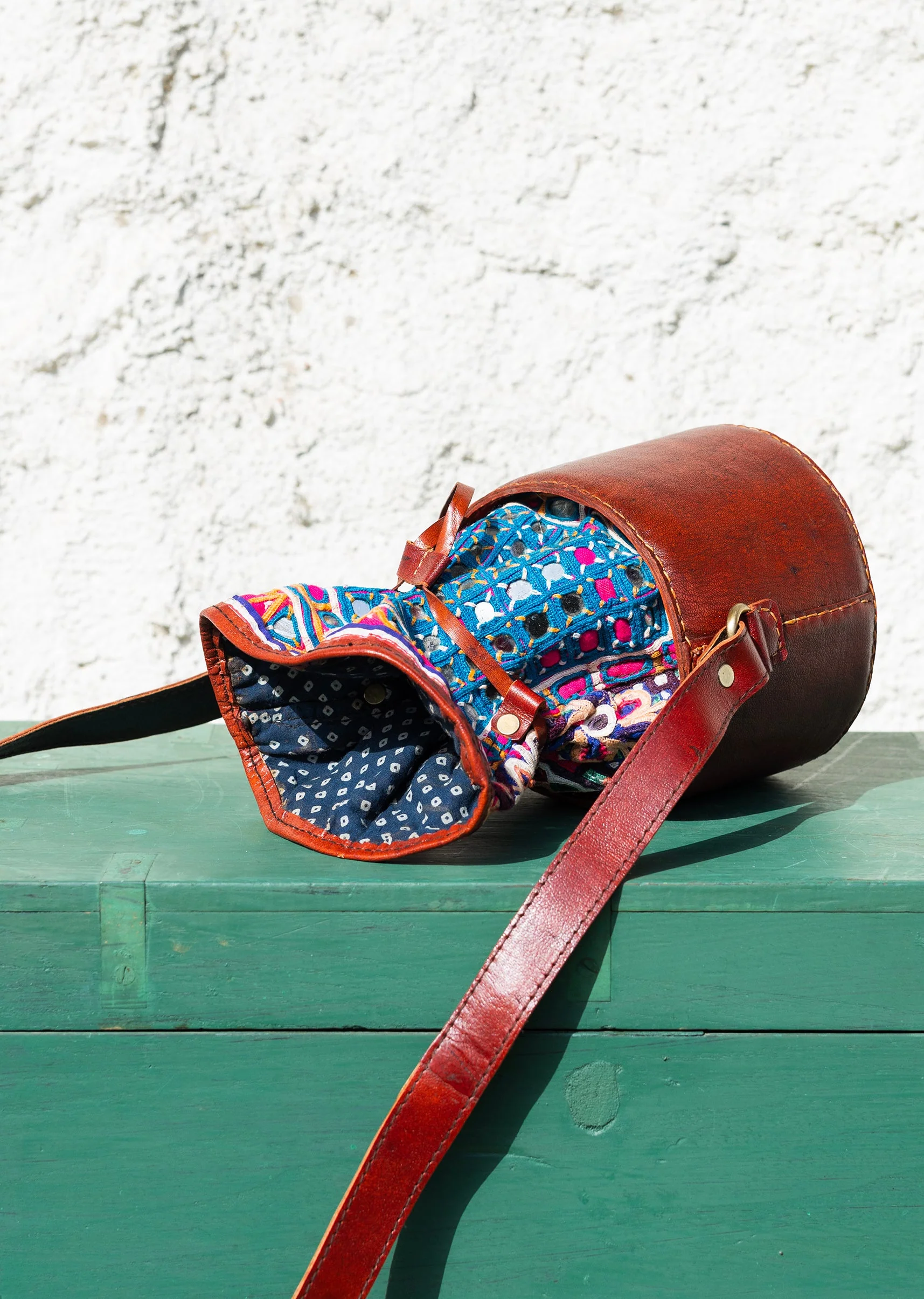 Handcrafted Hand-Embroidered Leather Bag - Image 4