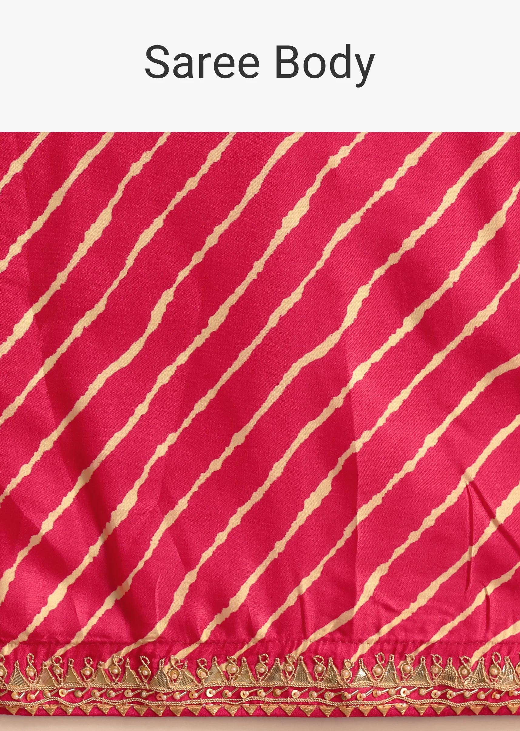 Hot Pink Lehariya Saree In Gota Patti Work With Unstitched Blouse - Image 10